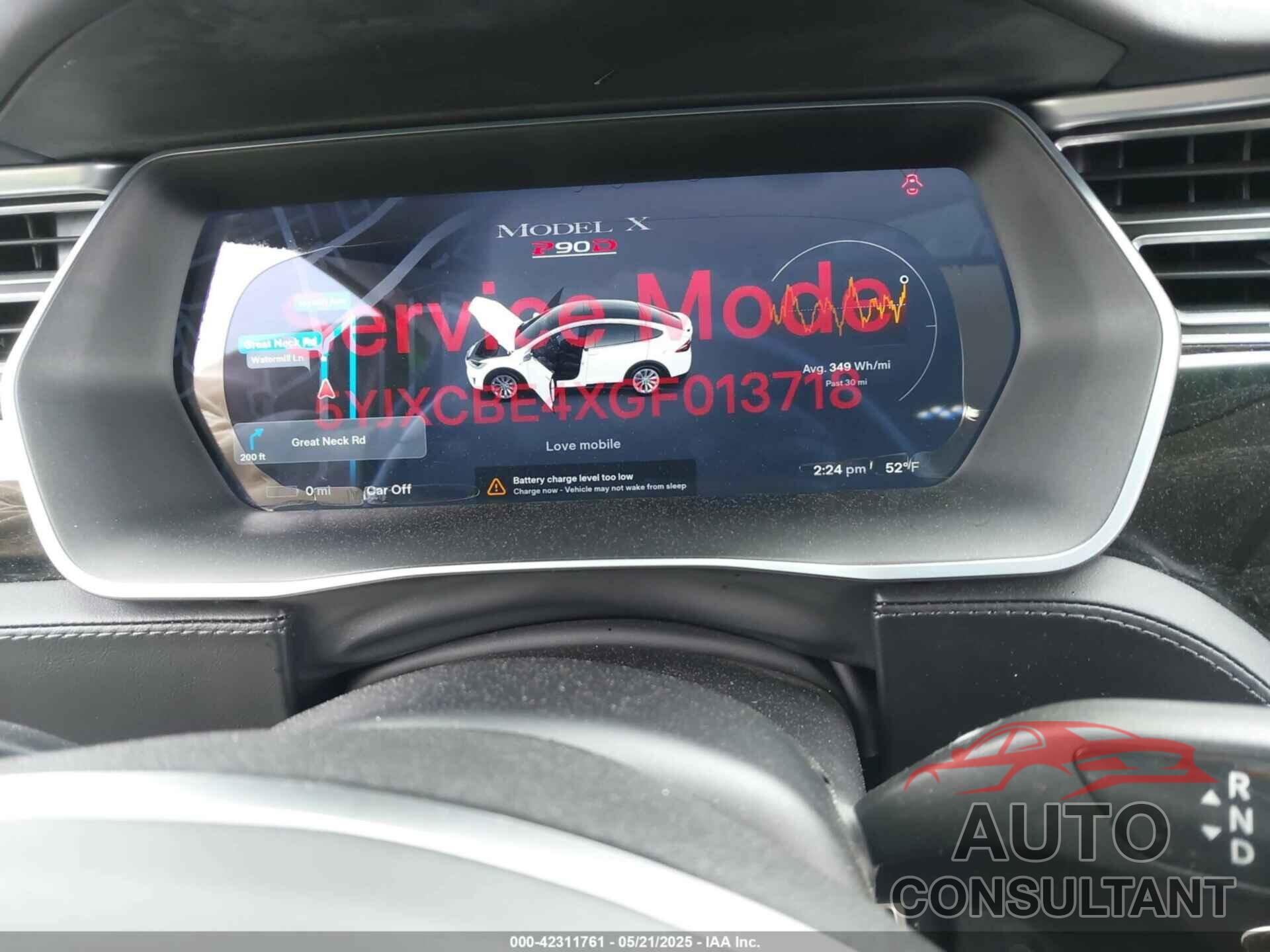 TESLA MODEL X 2016 - 5YJXCBE4XGF013718