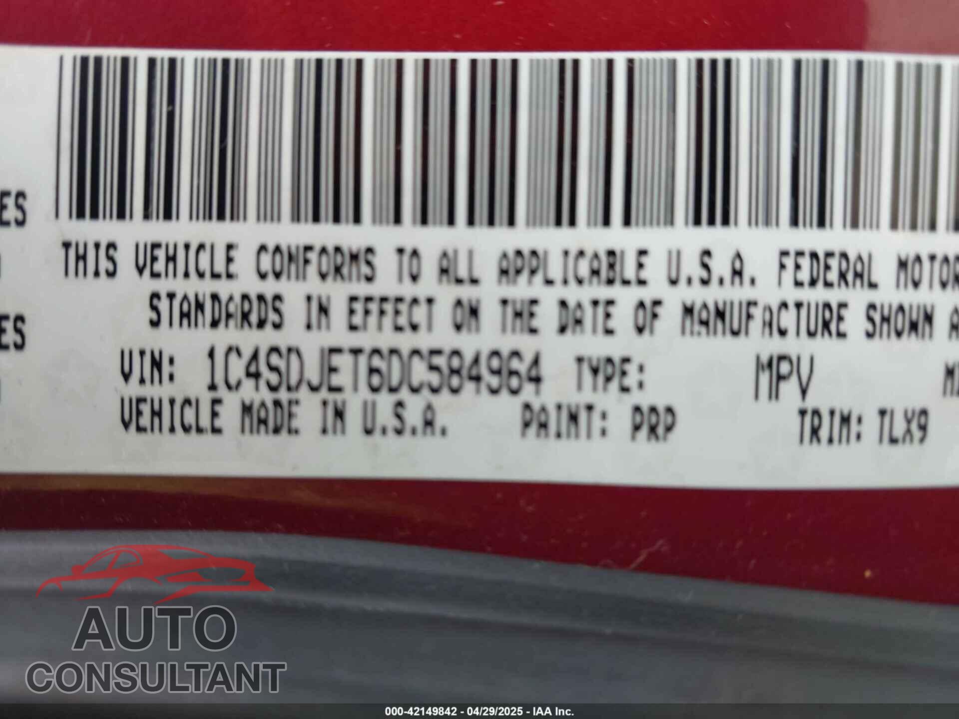 DODGE DURANGO 2013 - 1C4SDJET6DC584964
