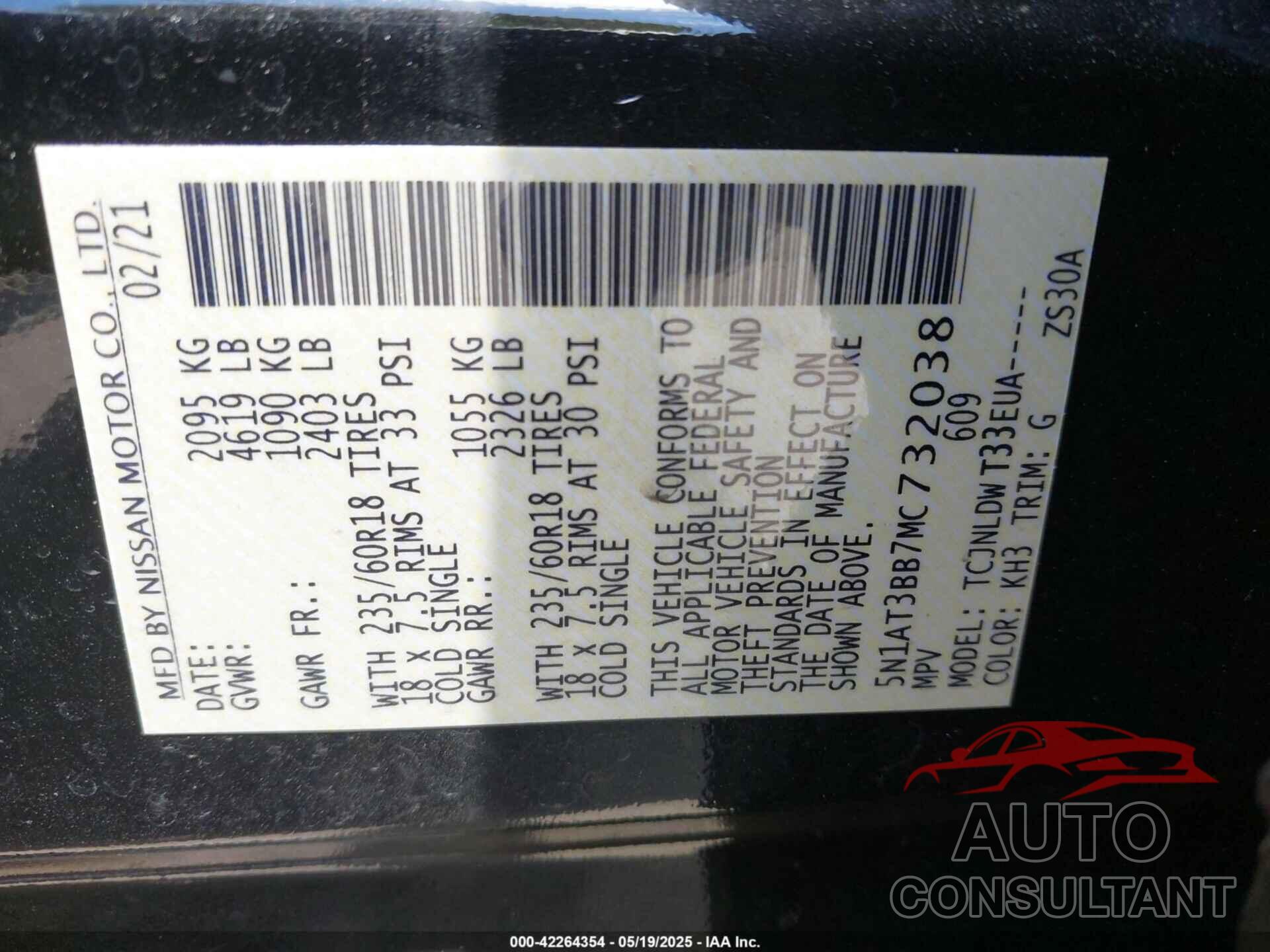 NISSAN ROGUE 2021 - 5N1AT3BB7MC732038