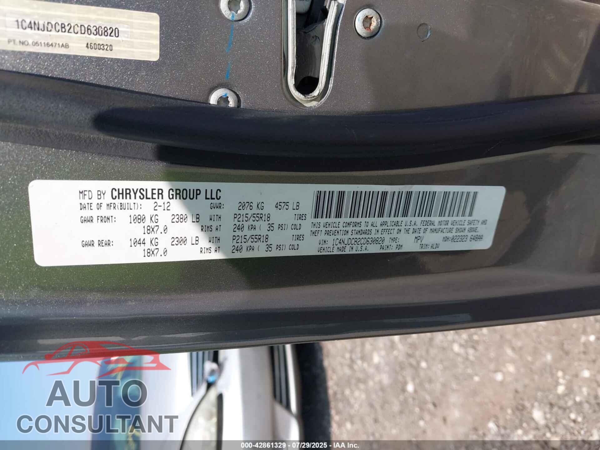 JEEP COMPASS 2012 - 1C4NJDCB2CD630820