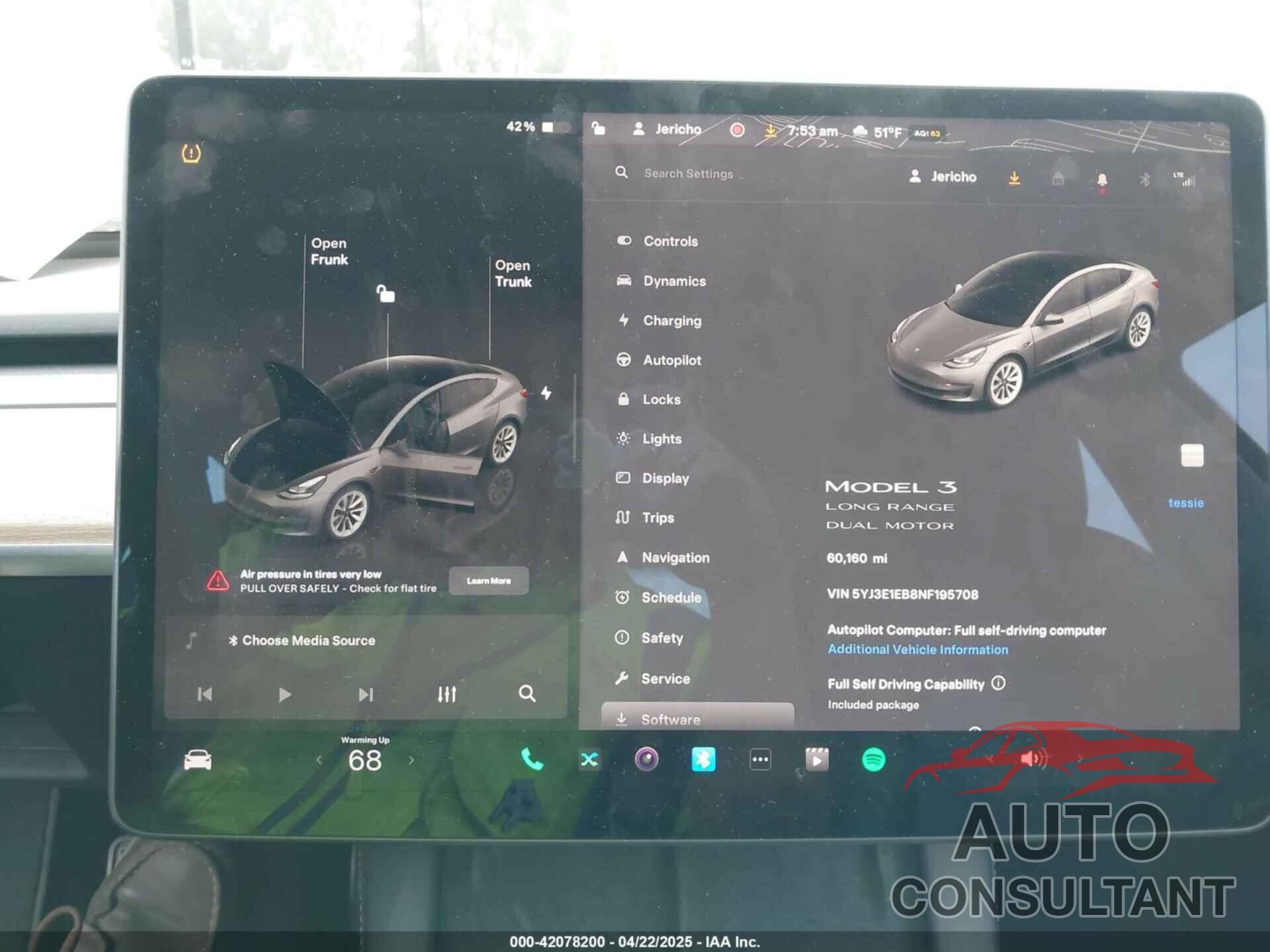TESLA MODEL 3 2022 - 5YJ3E1EB8NF195708