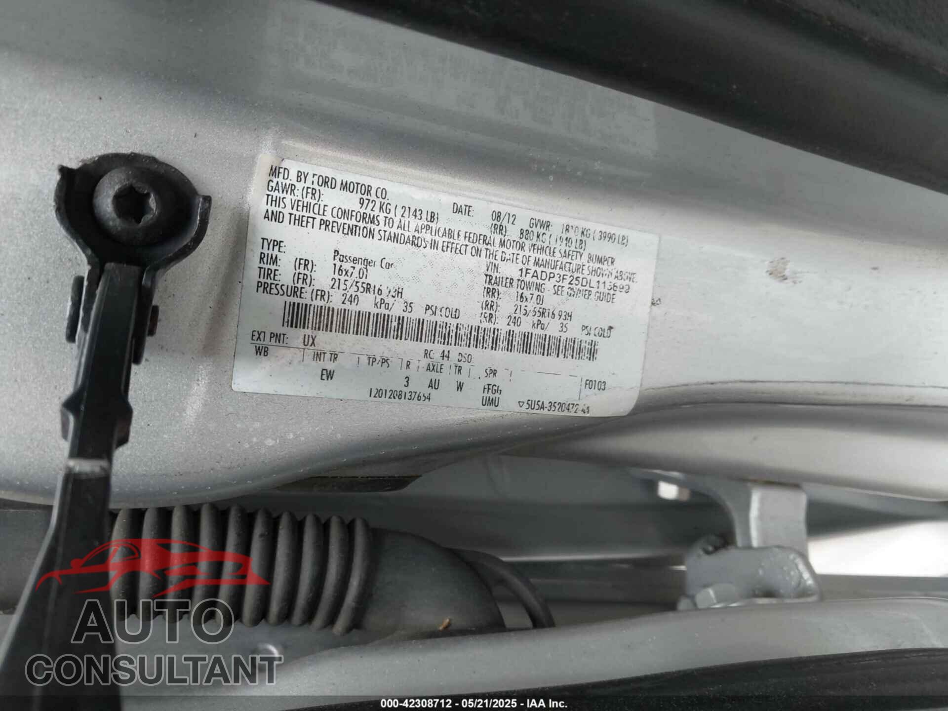 FORD FOCUS 2013 - 1FADP3F25DL113699