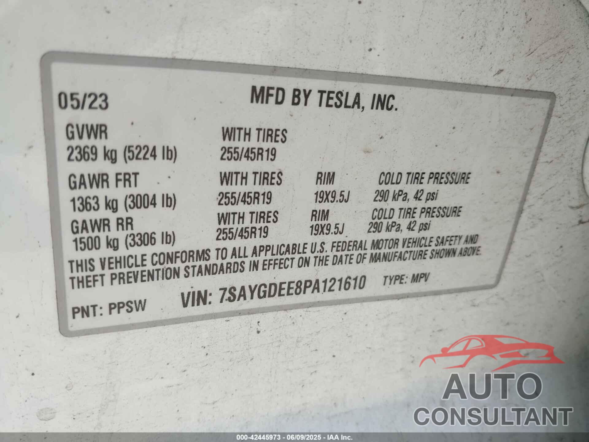 TESLA MODEL Y 2023 - 7SAYGDEE8PA121610