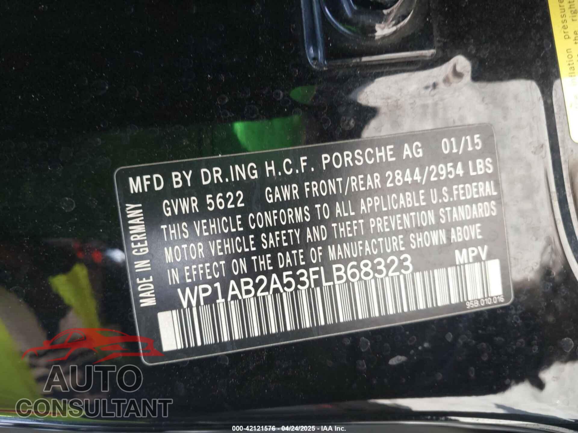 PORSCHE MACAN 2015 - WP1AB2A53FLB68323