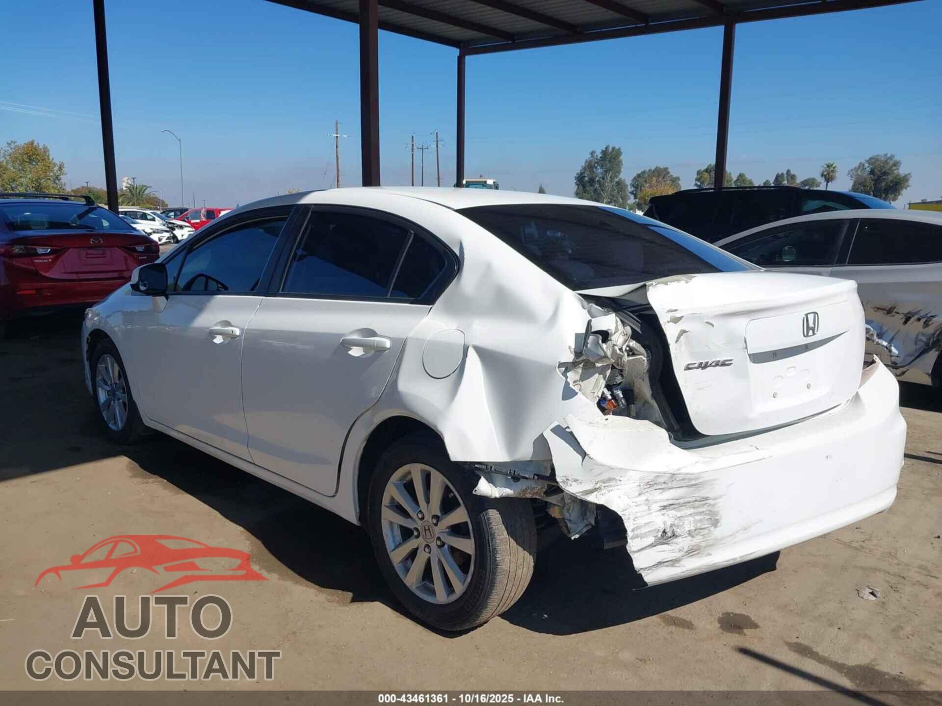 HONDA CIVIC 2012 - 19XFB2F88CE315850