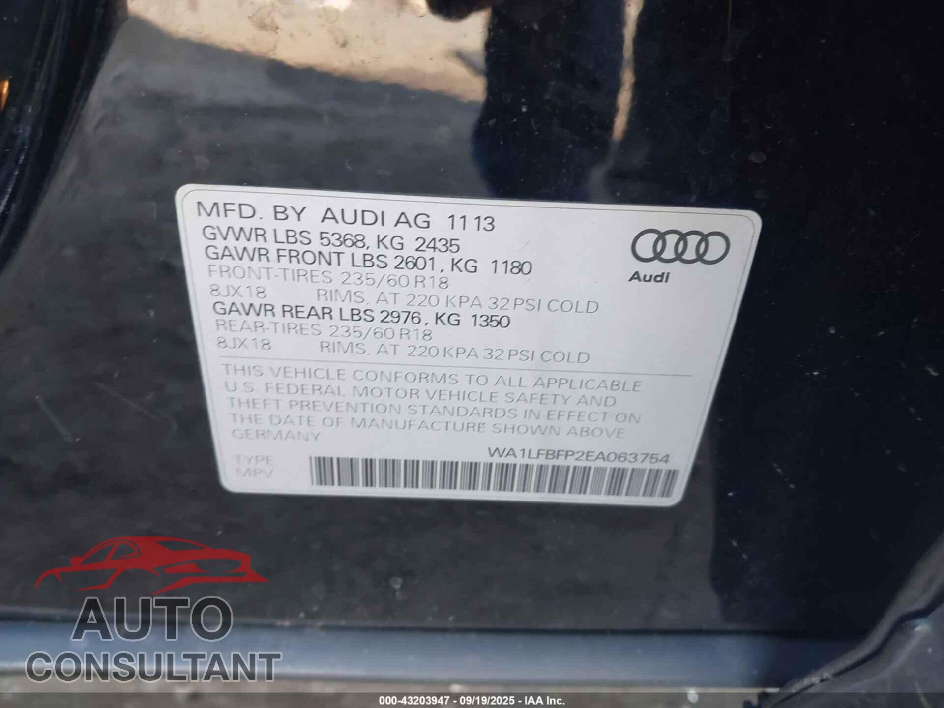 AUDI Q5 2014 - WA1LFBFP2EA063754