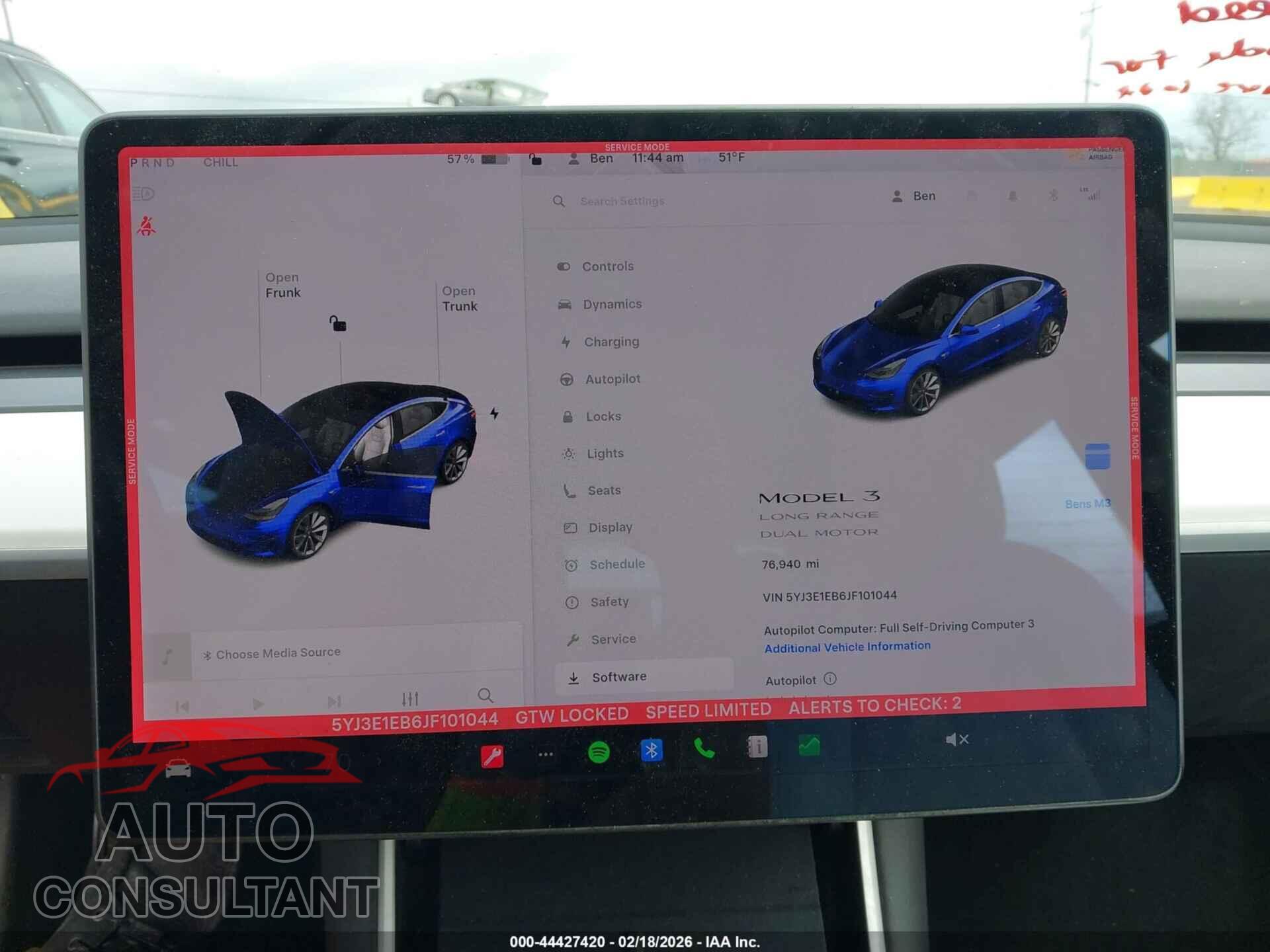 TESLA MODEL 3 2018 - 5YJ3E1EB6JF101044