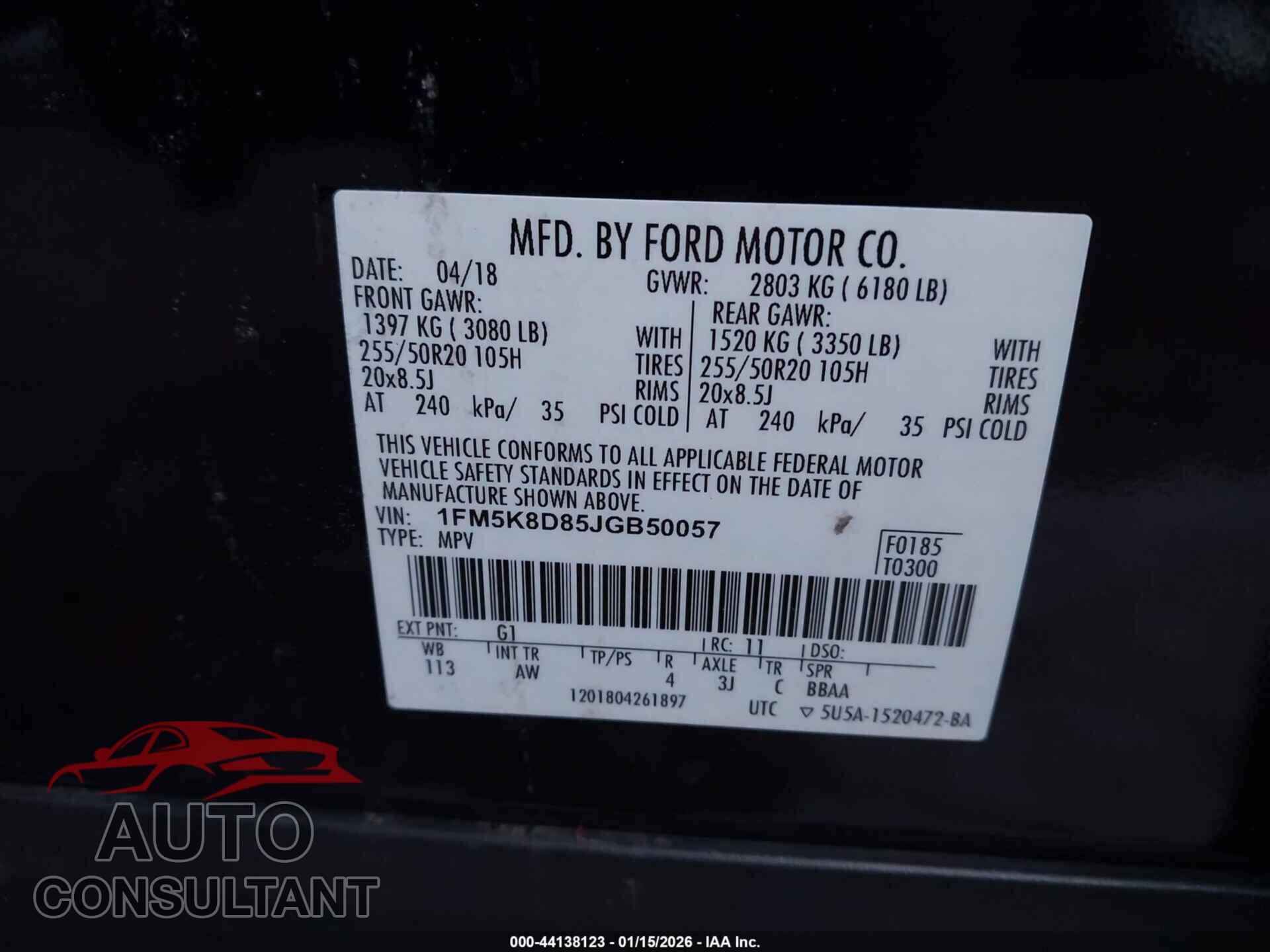 FORD EXPLORER 2018 - 1FM5K8D85JGB50057