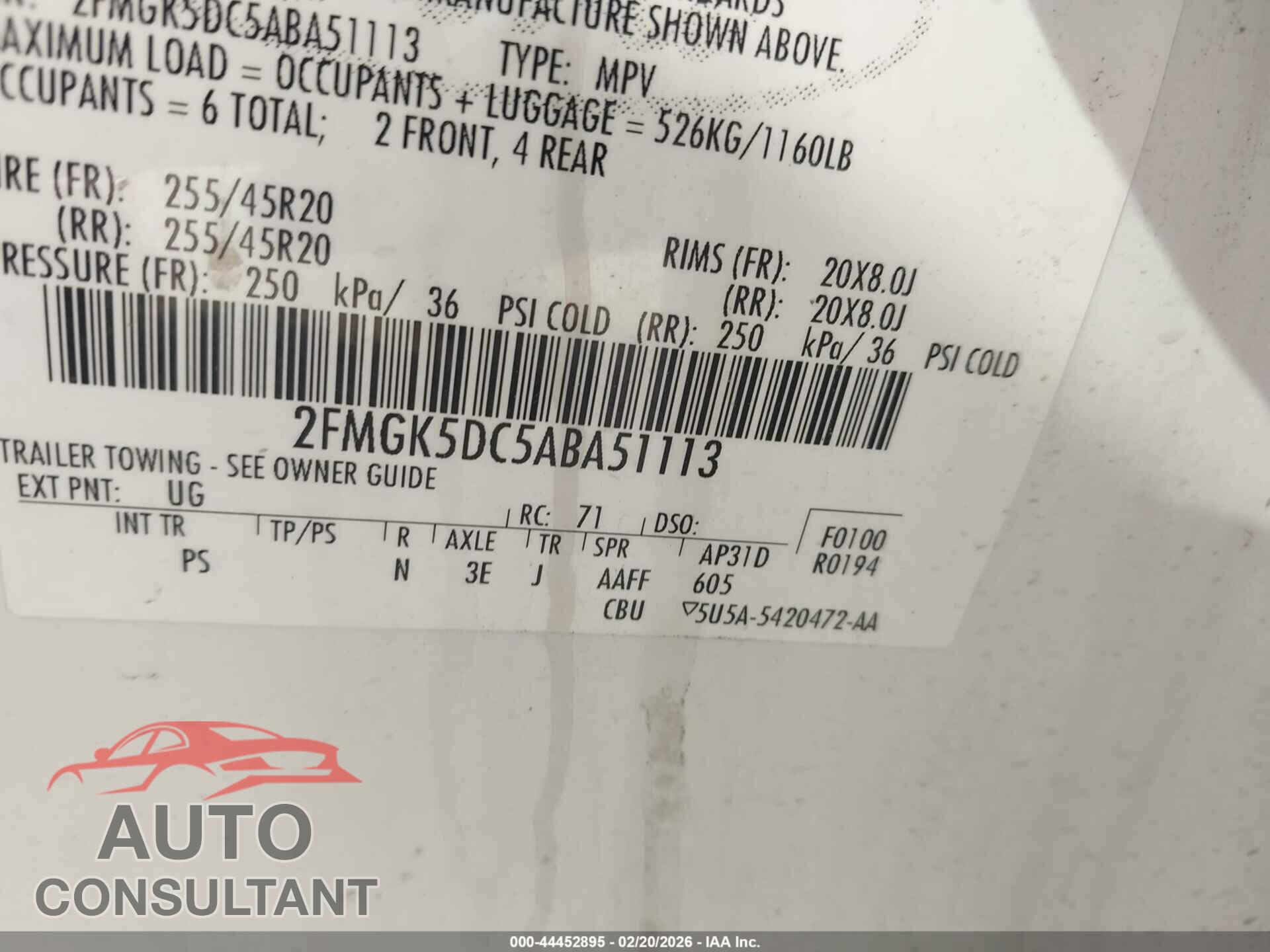 FORD FLEX 2010 - 2FMGK5DC5ABA51113