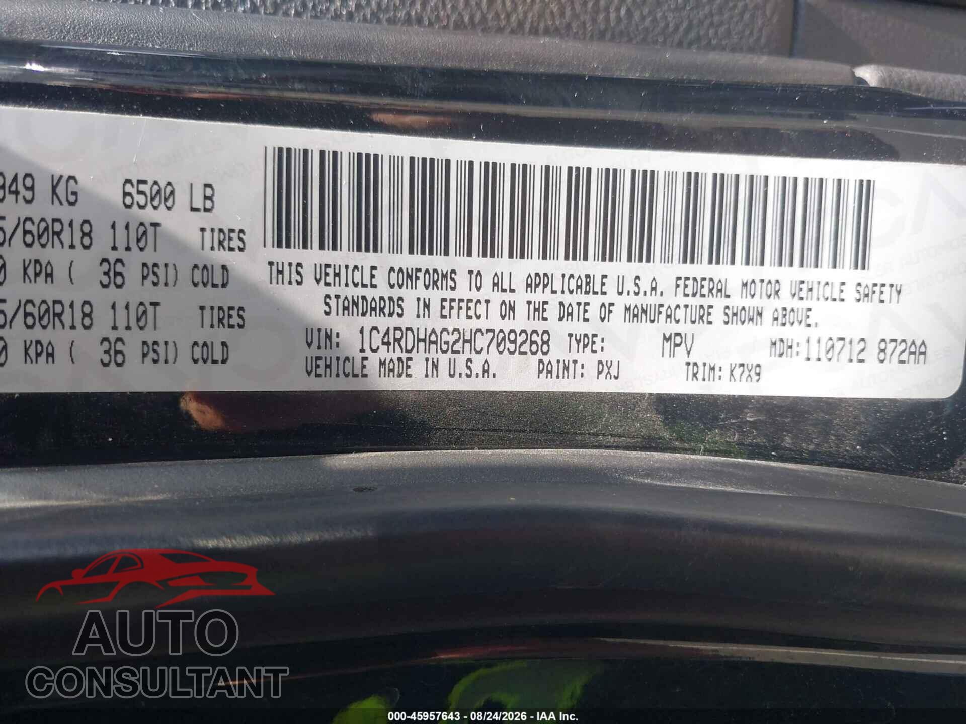 DODGE DURANGO 2017 - 1C4RDHAG2HC709268
