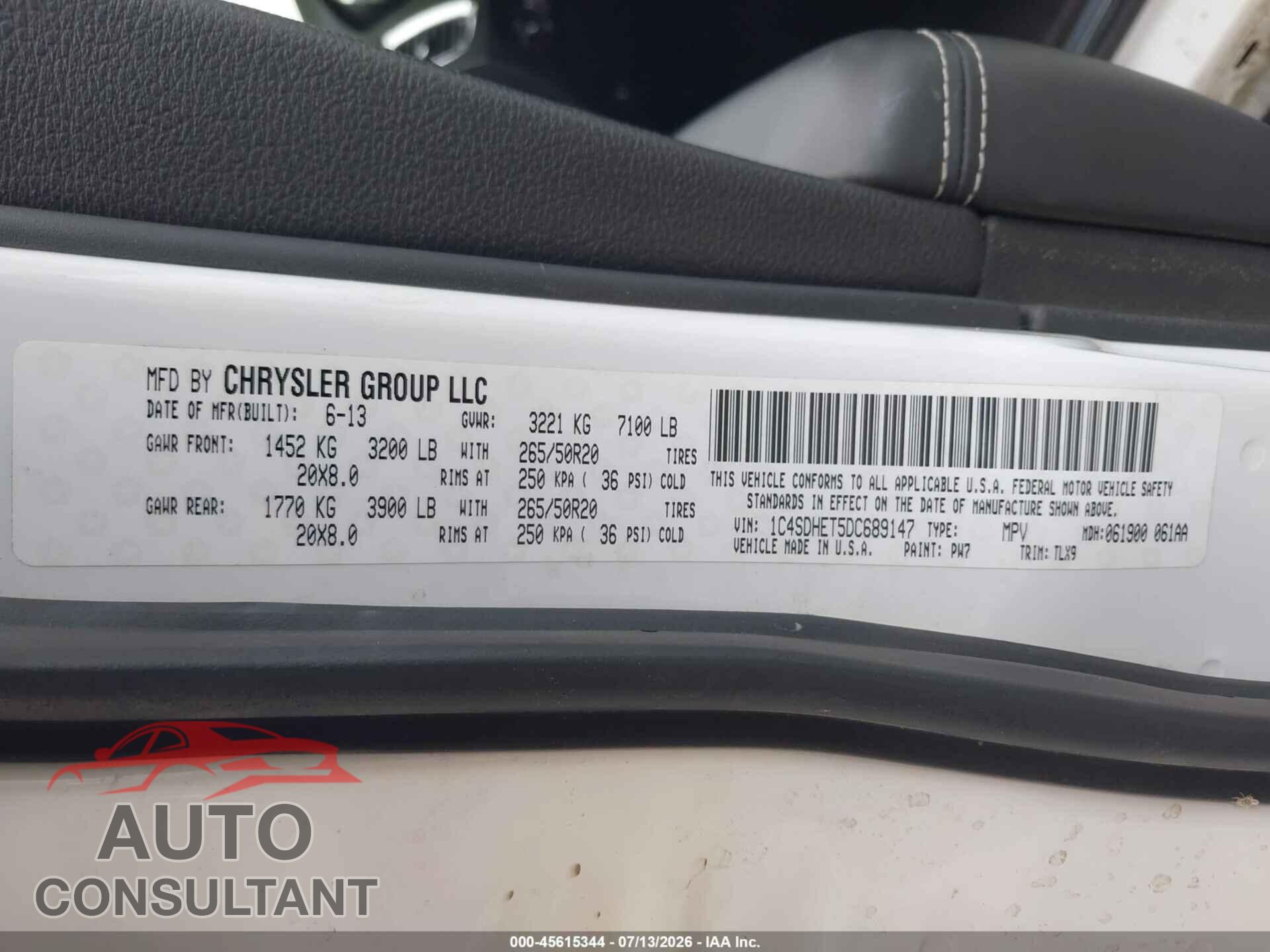 DODGE DURANGO 2013 - 1C4SDHET5DC689147