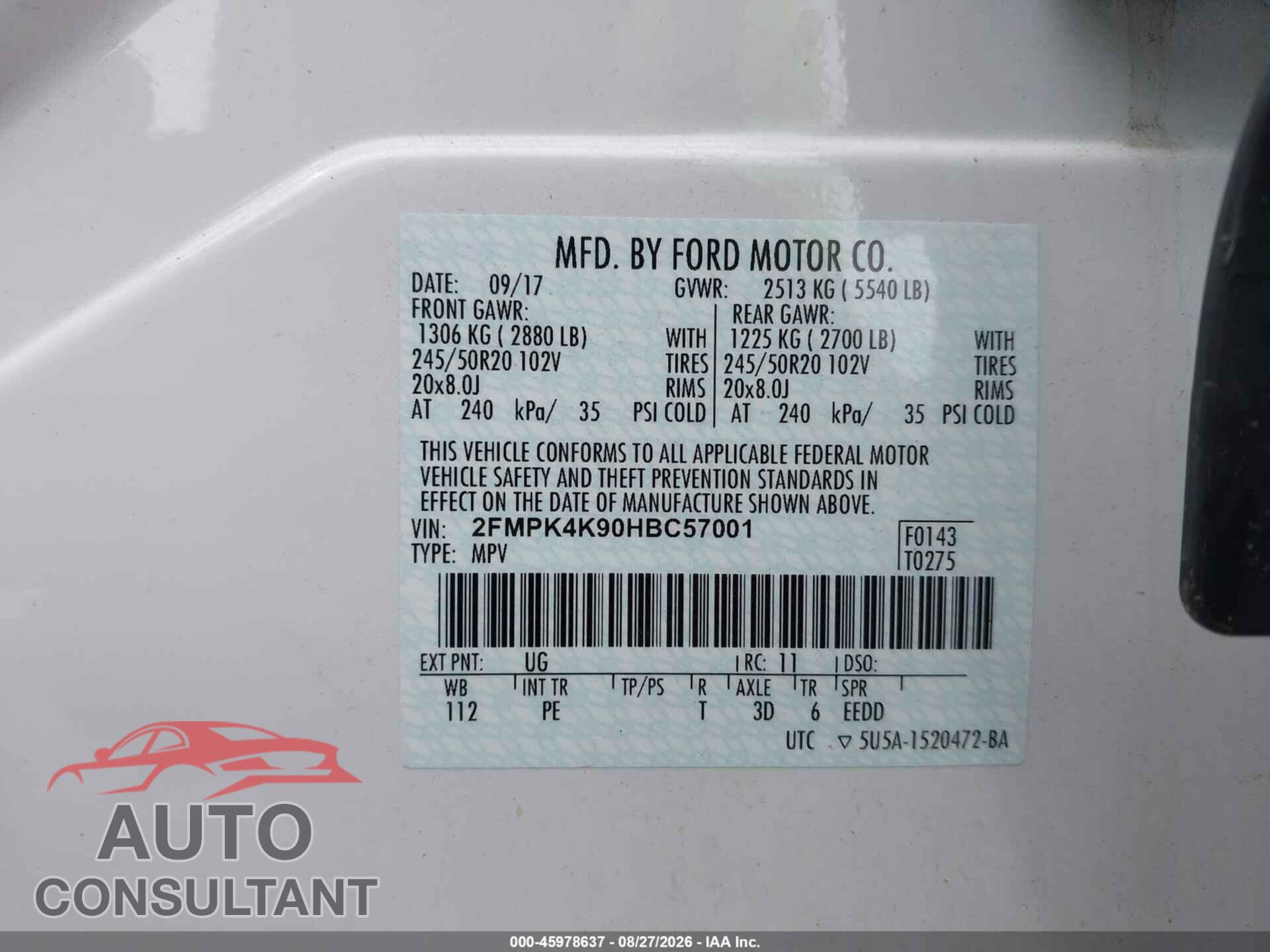 FORD EDGE 2017 - 2FMPK4K90HBC57001