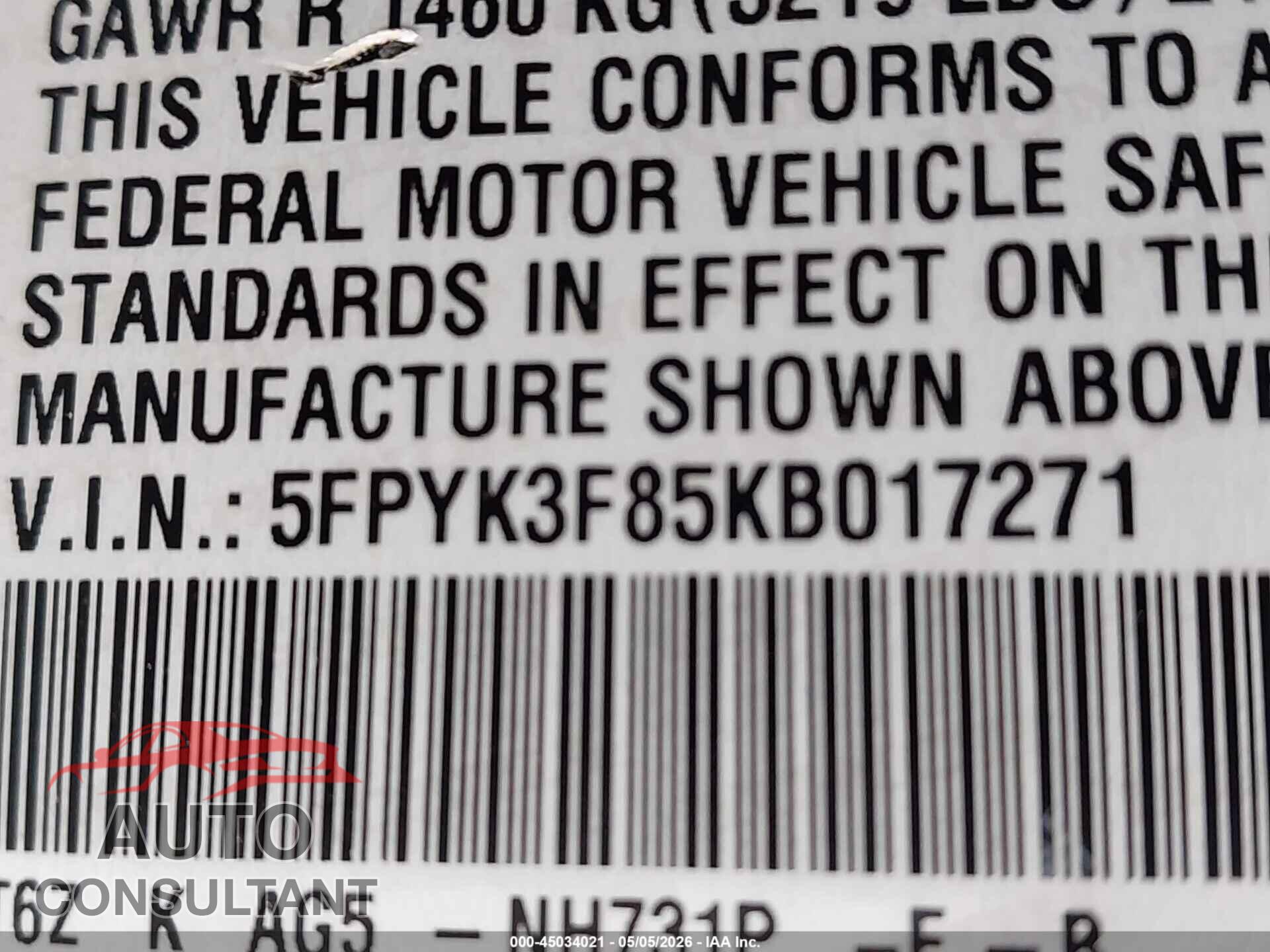 HONDA RIDGELINE 2019 - 5FPYK3F85KB017271