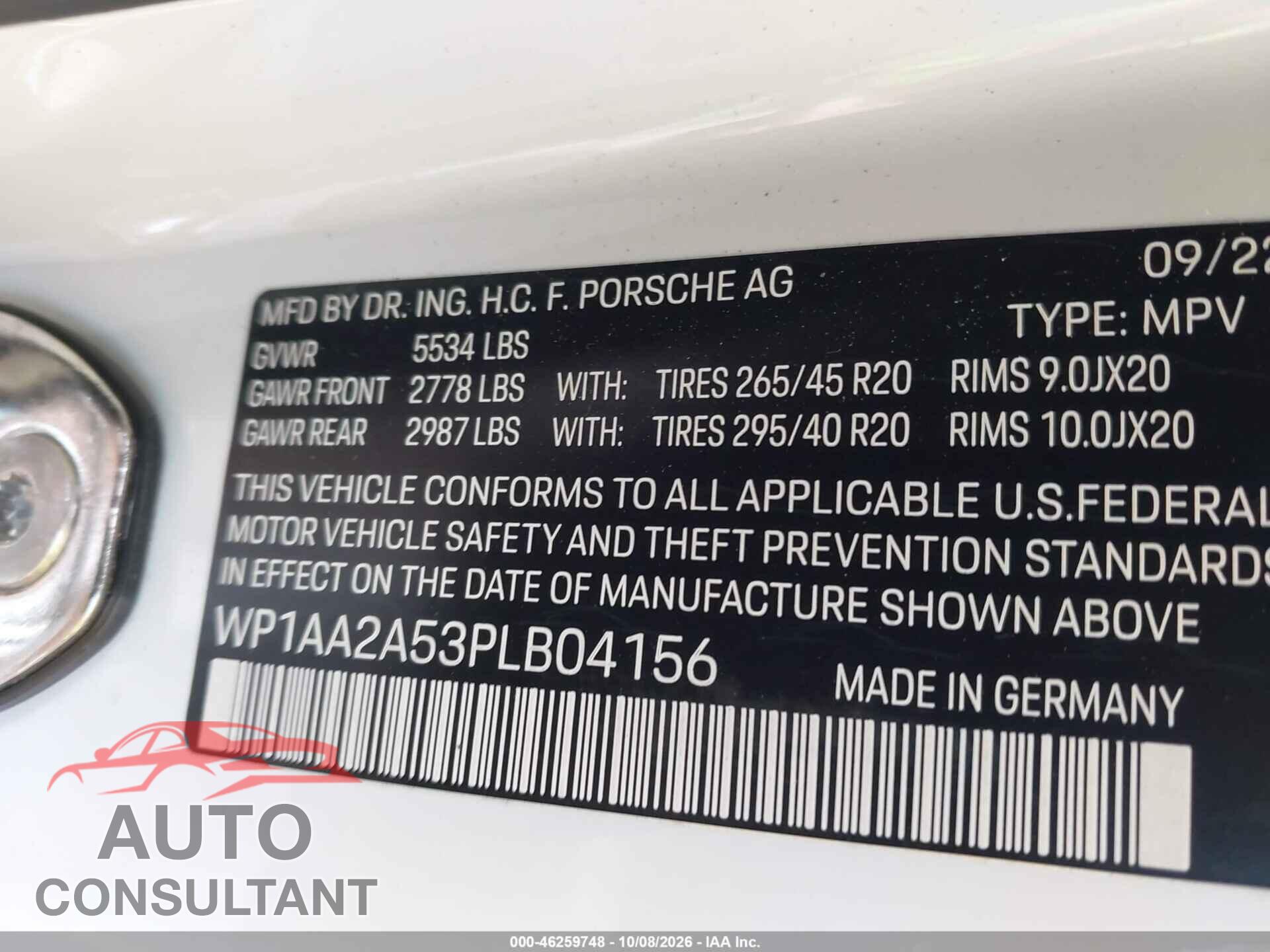 PORSCHE MACAN 2023 - WP1AA2A53PLB04156