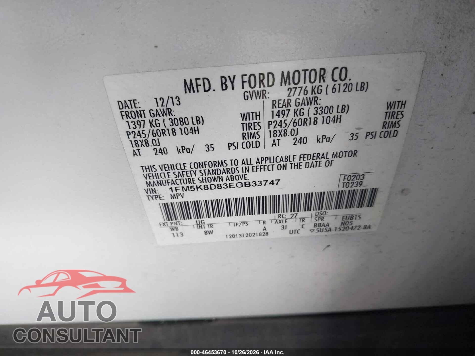 FORD EXPLORER 2014 - 1FM5K8D83EGB33747