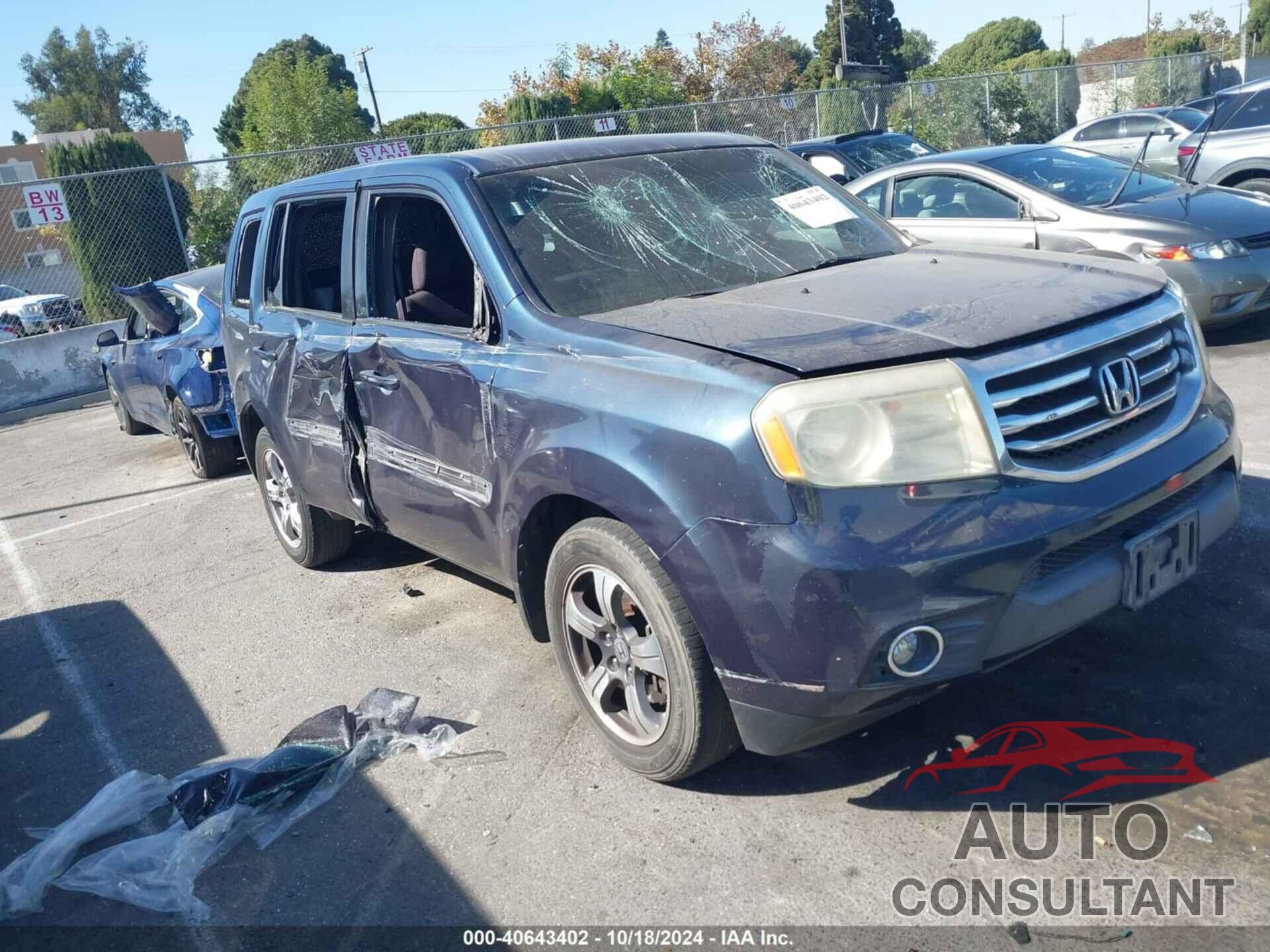 HONDA PILOT 2012 - 5FNYF3H49CB027200