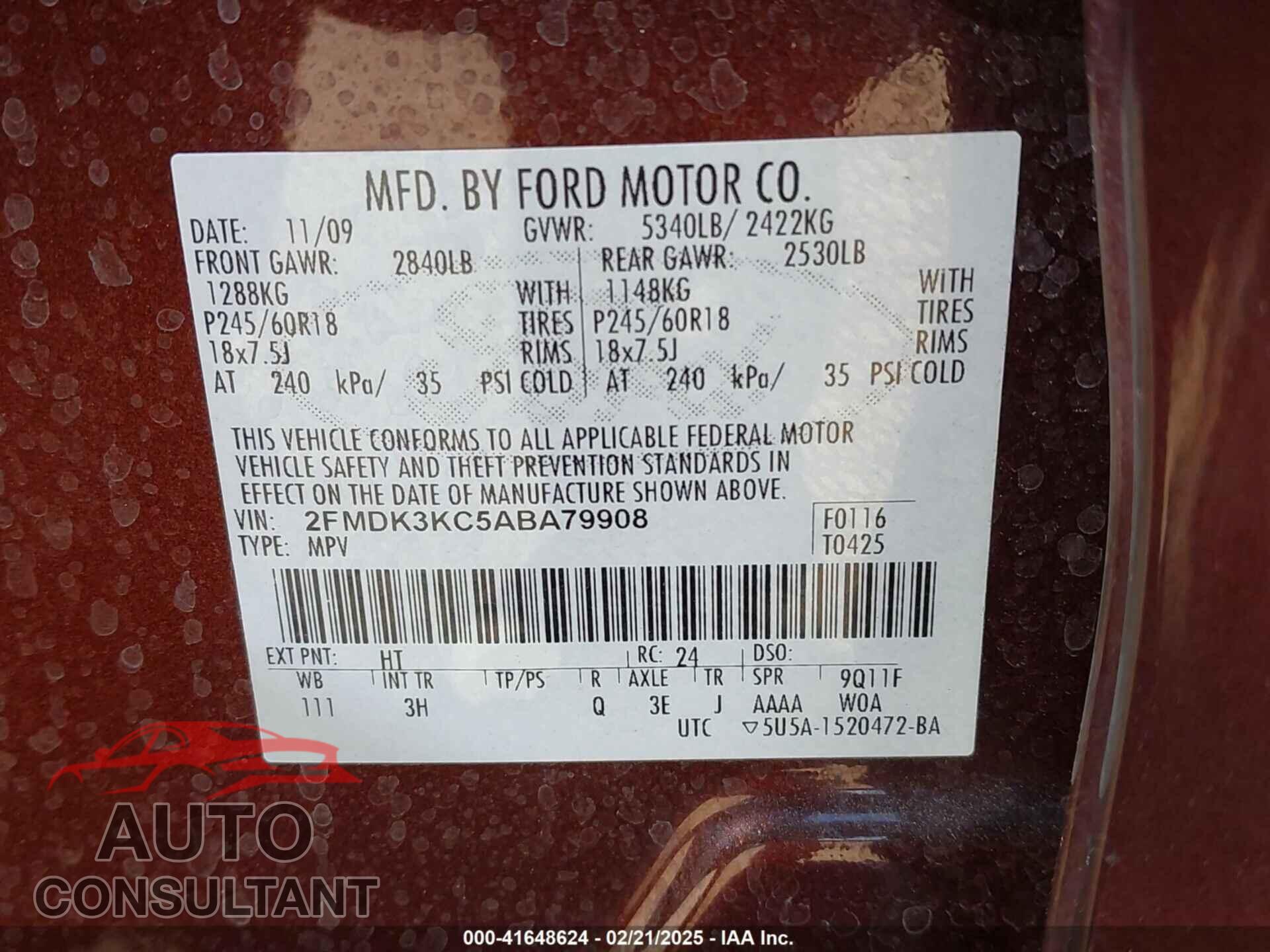 FORD EDGE 2010 - 2FMDK3KC5ABA79908