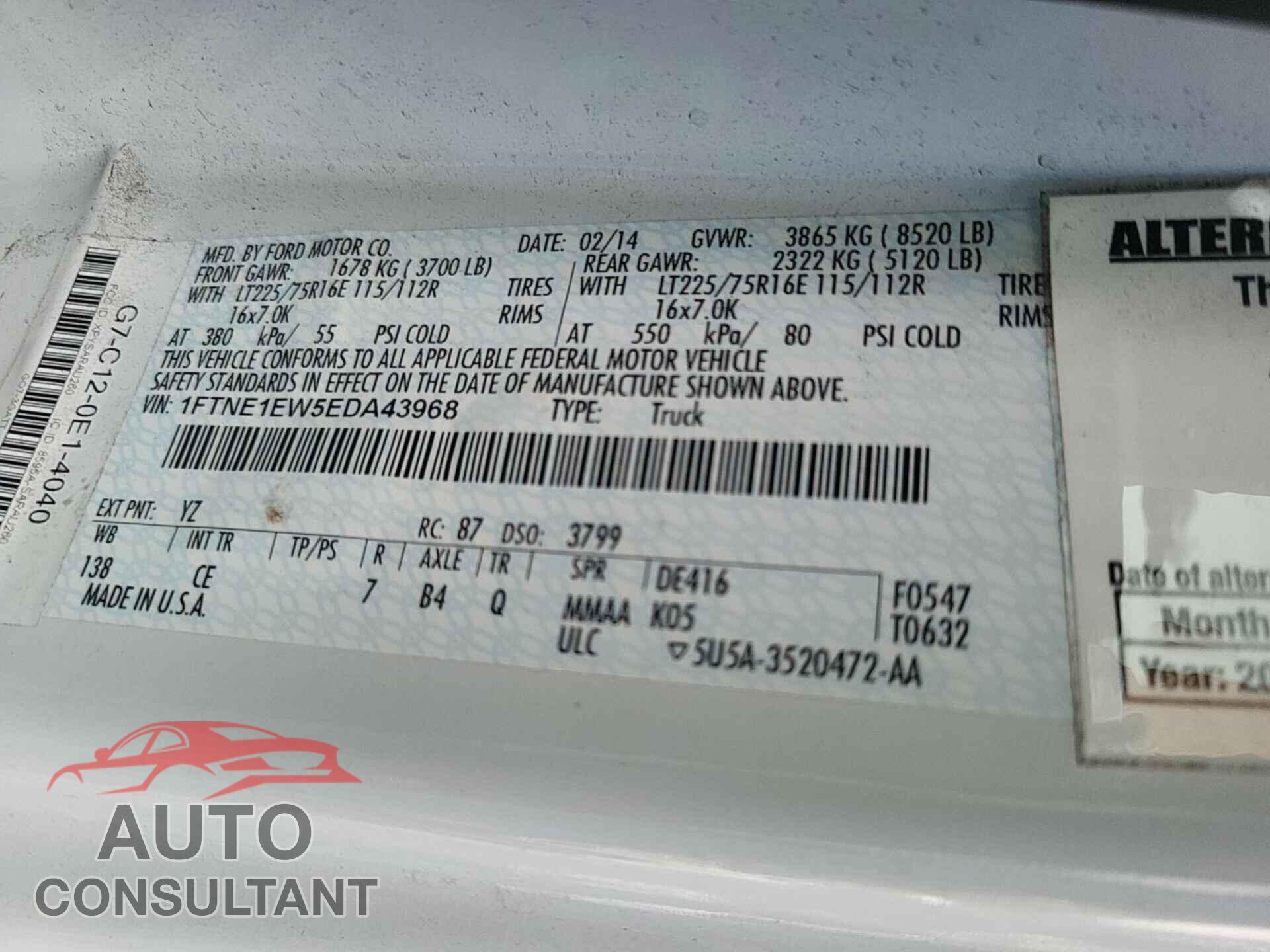 FORD E-150 2014 - 1FTNE1EW5EDA43968