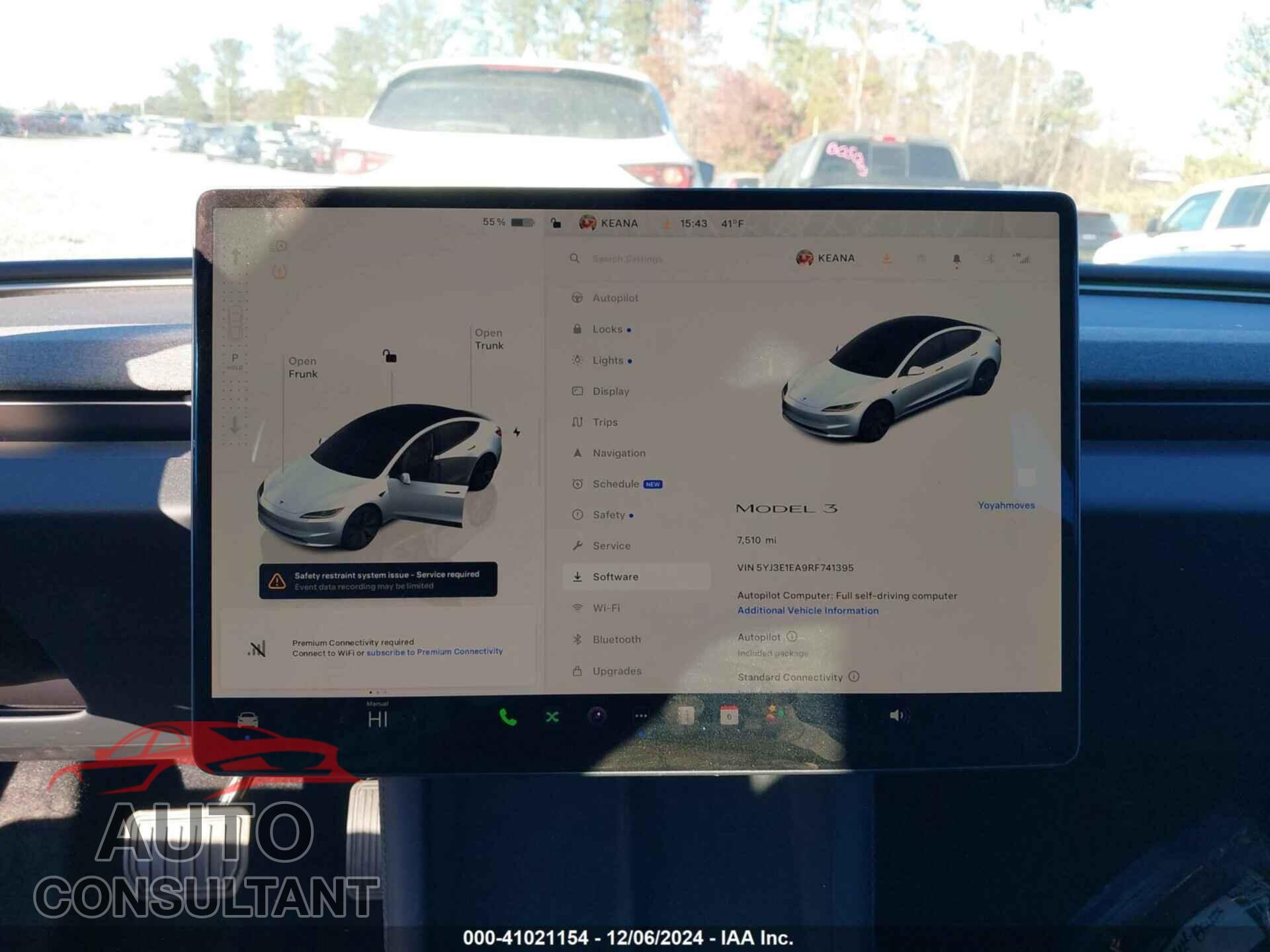 TESLA MODEL 3 2024 - 5YJ3E1EA9RF741395