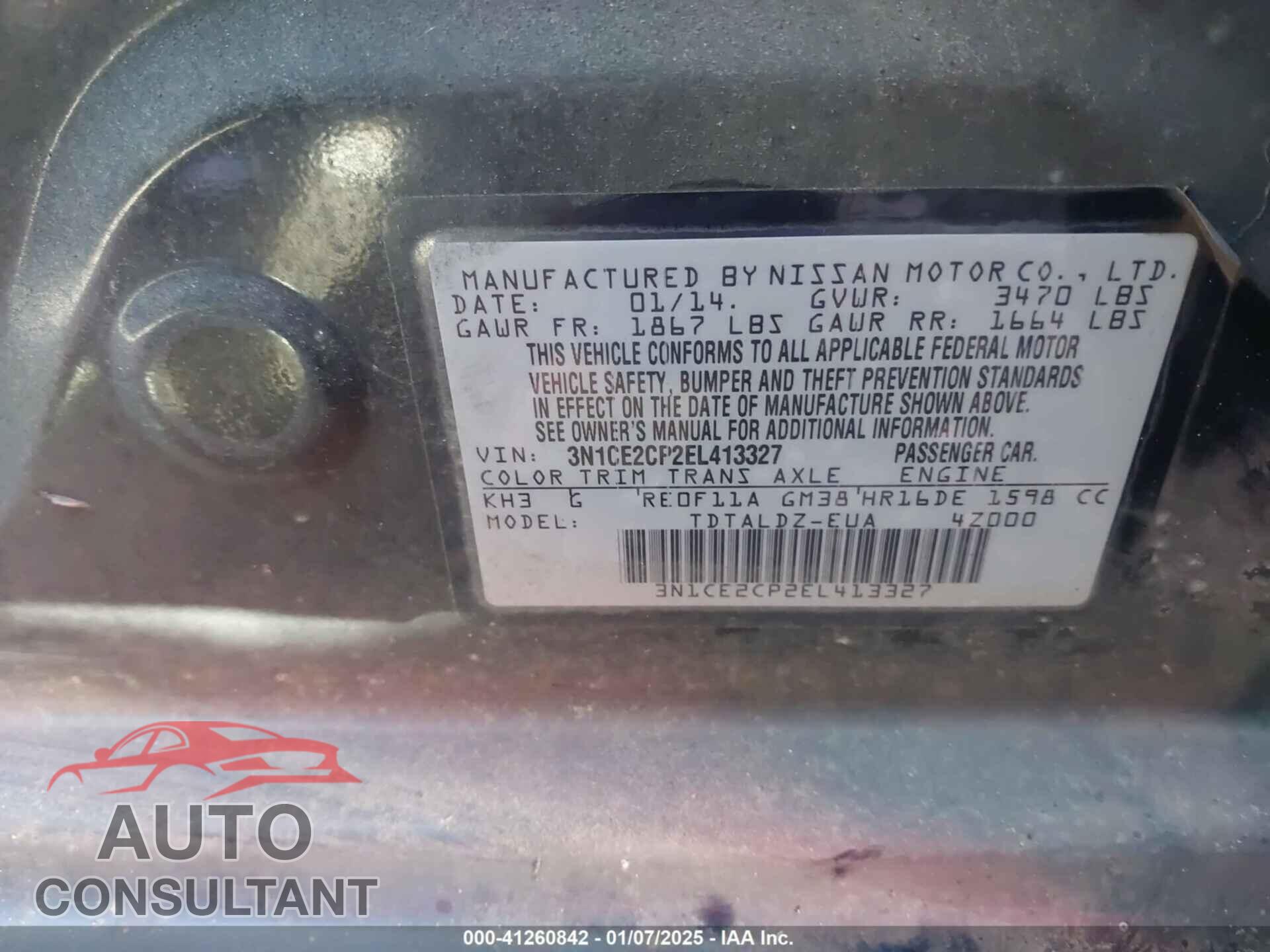 NISSAN VERSA NOTE 2014 - 3N1CE2CP2EL413327