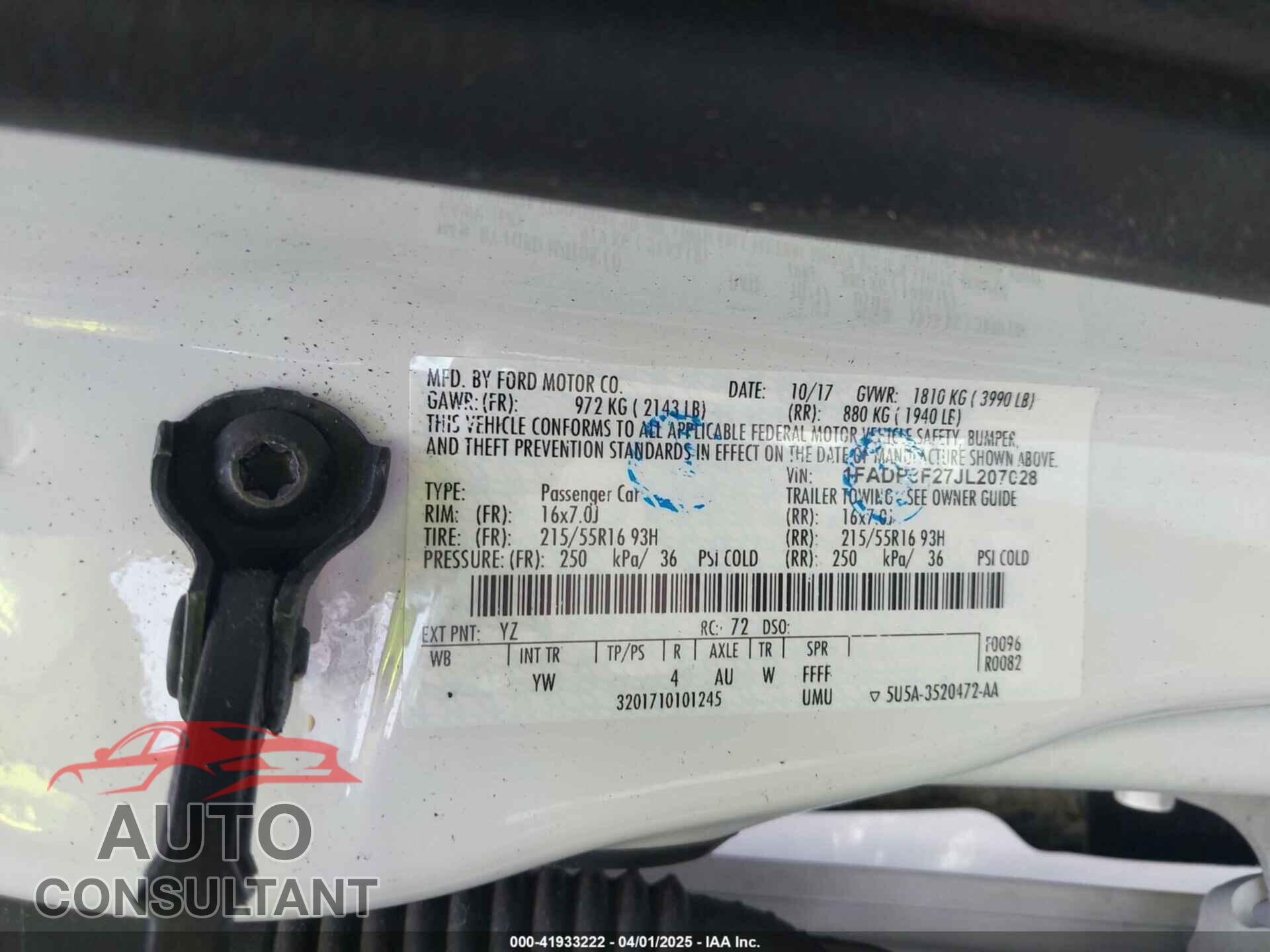 FORD FOCUS 2018 - 1FADP3F27JL207028