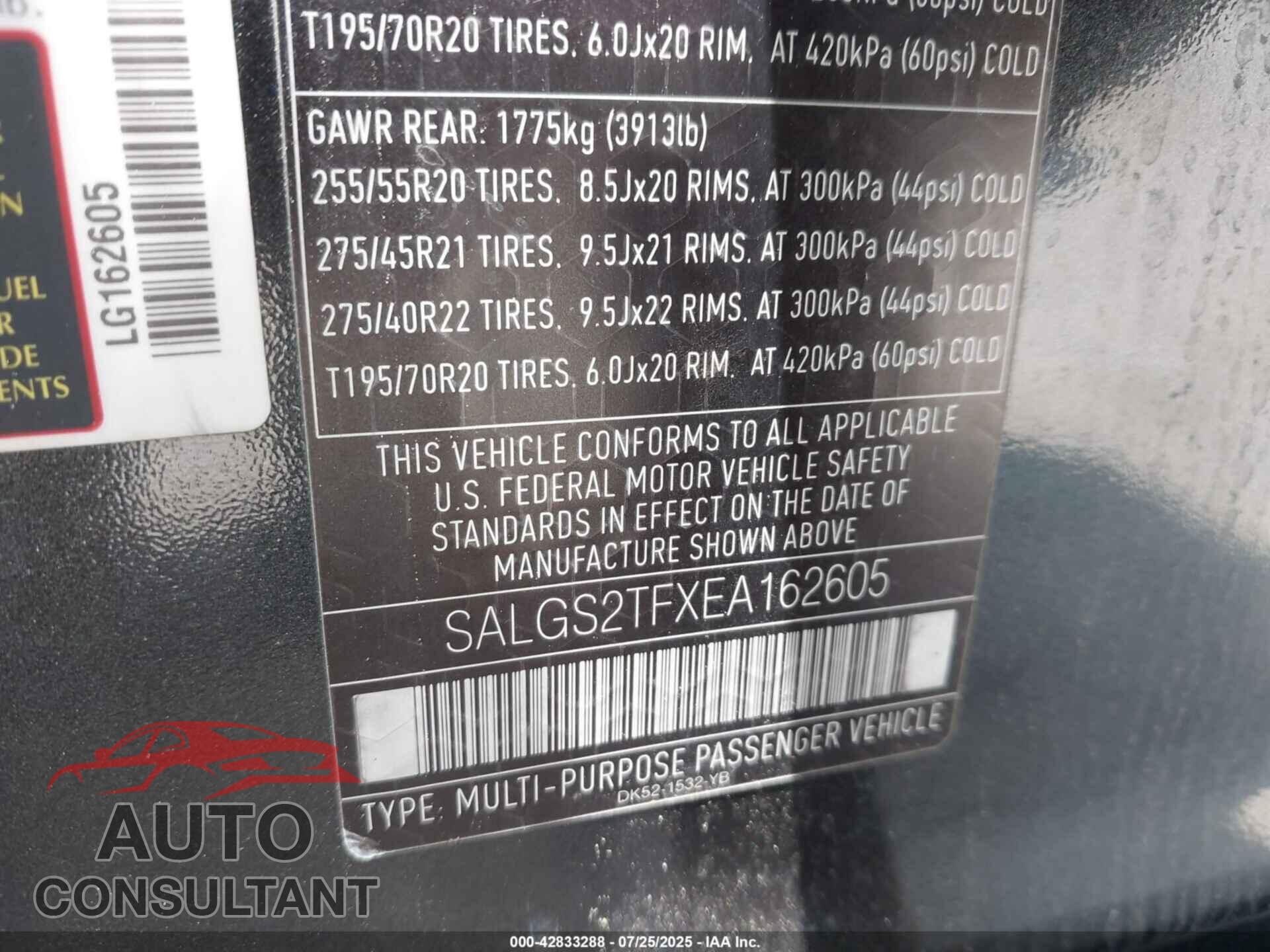 LAND ROVER RANGE ROVER 2014 - SALGS2TFXEA162605