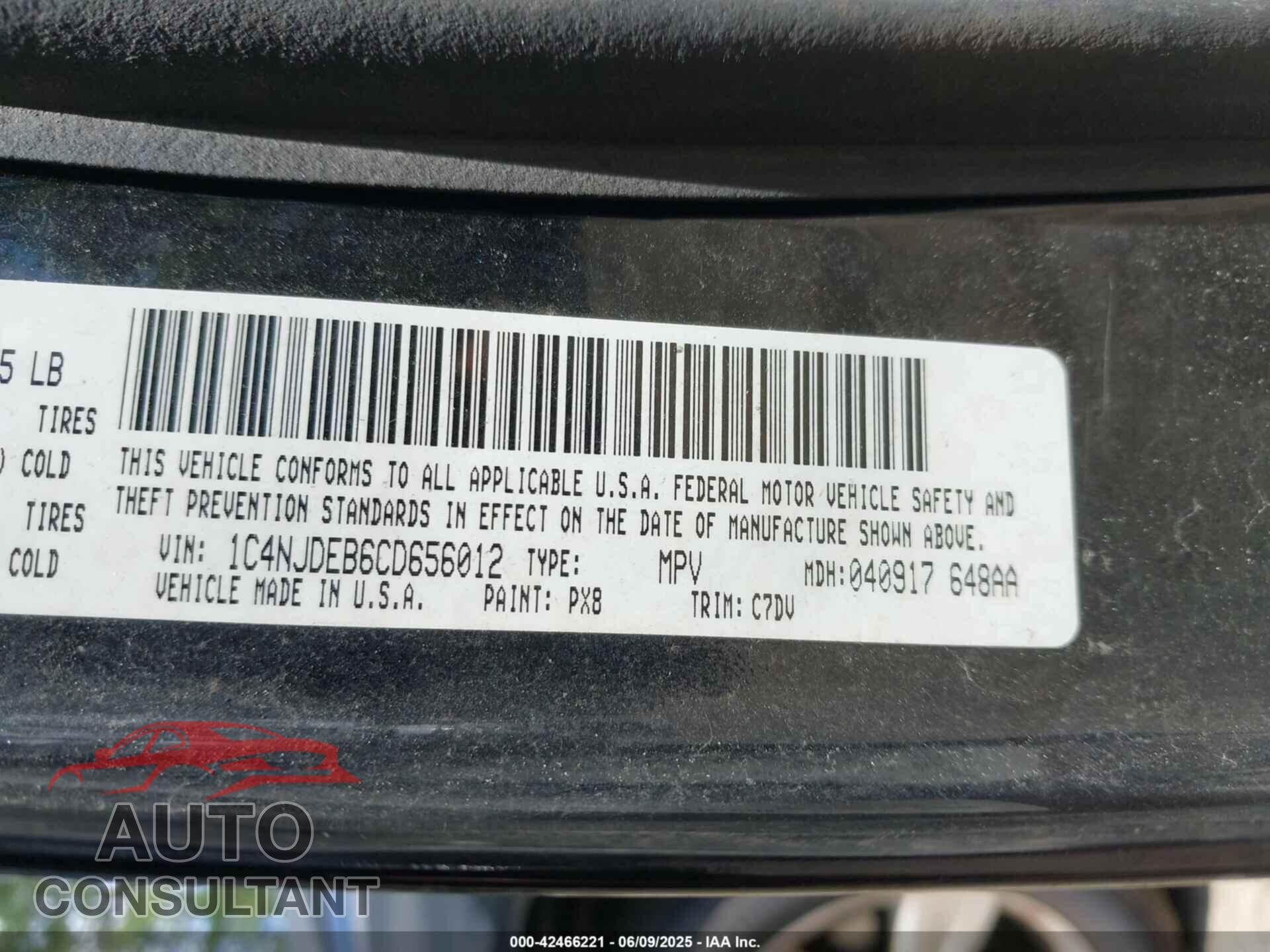 JEEP COMPASS 2012 - 1C4NJDEB6CD656012