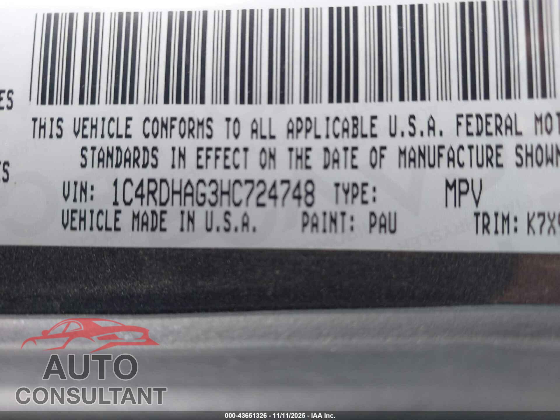DODGE DURANGO 2017 - 1C4RDHAG3HC724748
