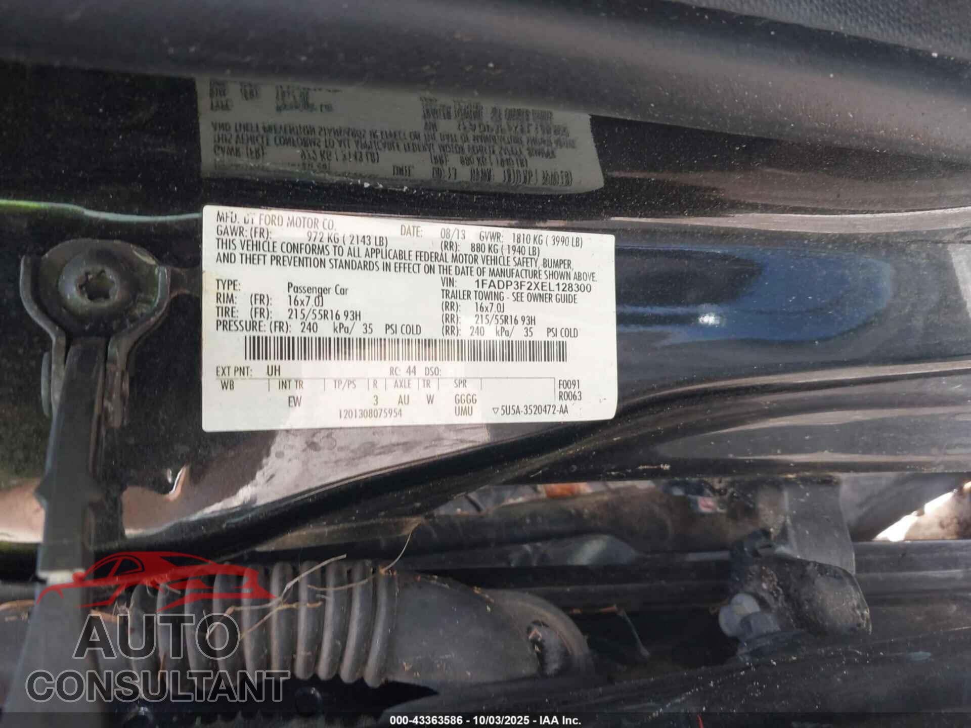 FORD FOCUS 2014 - 1FADP3F2XEL128300