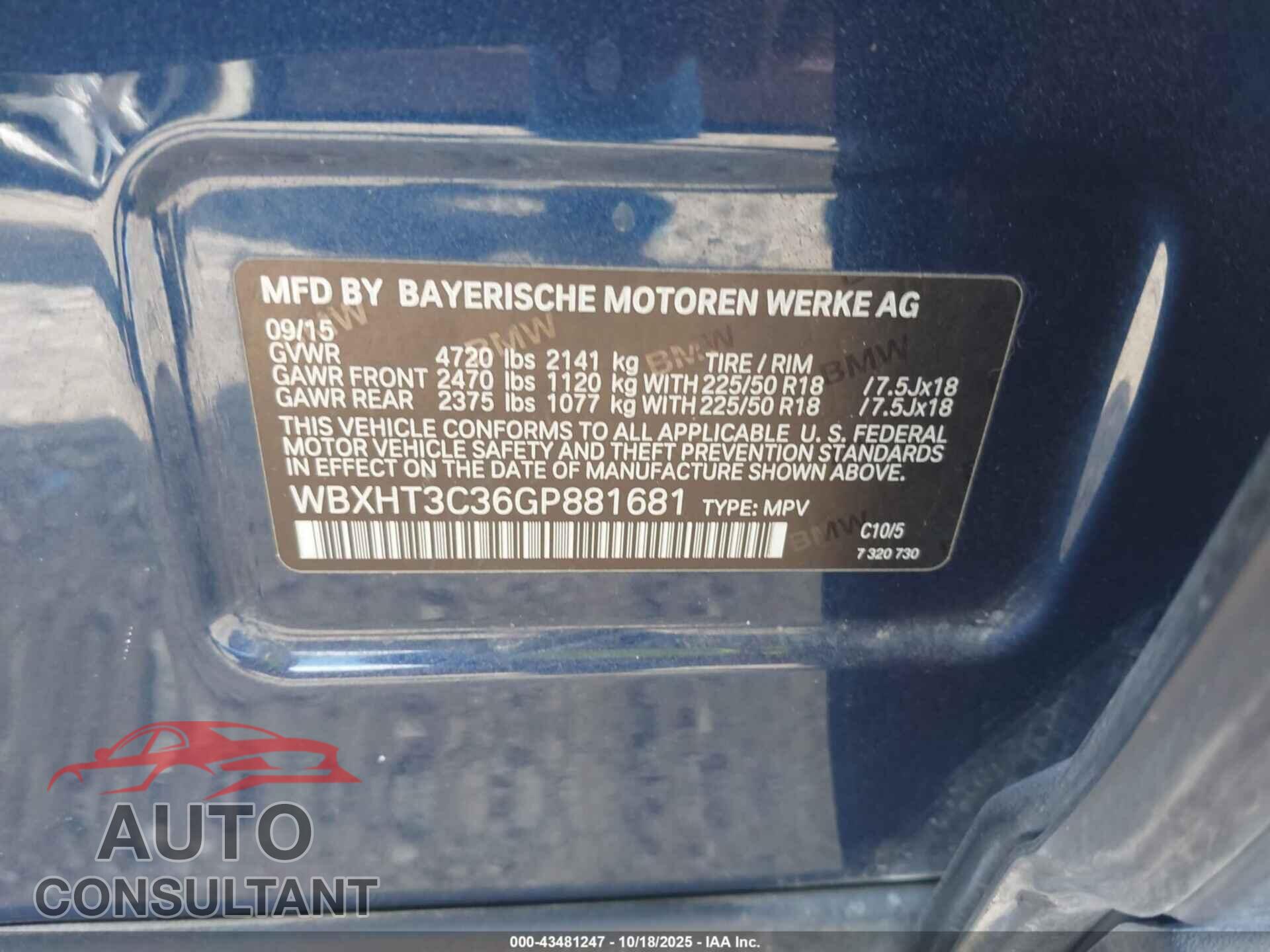 BMW X1 2016 - WBXHT3C36GP881681