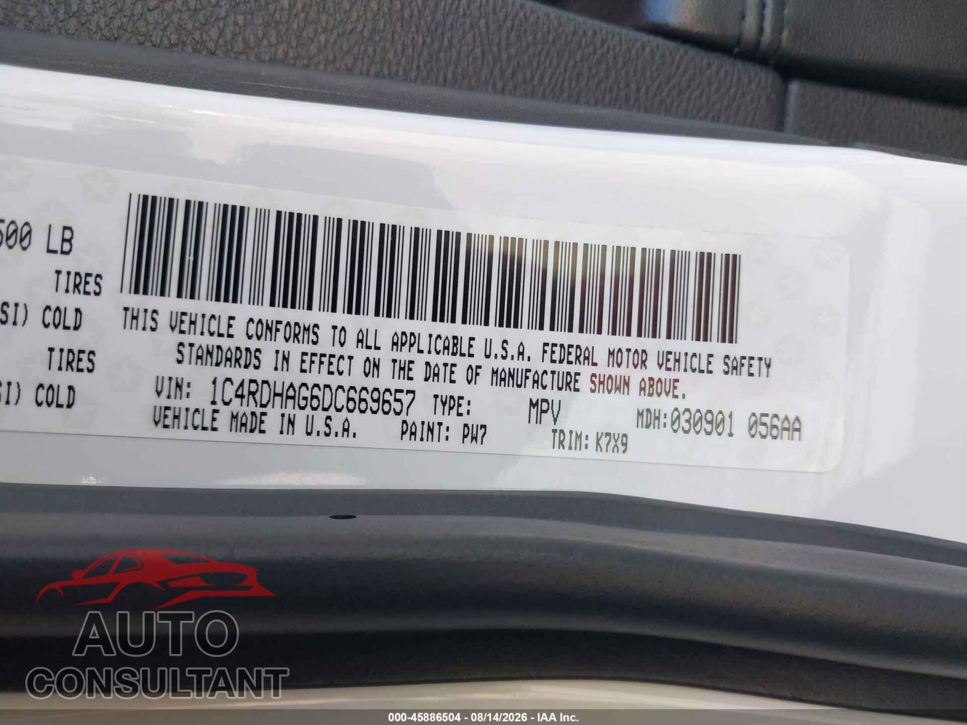 DODGE DURANGO 2013 - 1C4RDHAG6DC669657