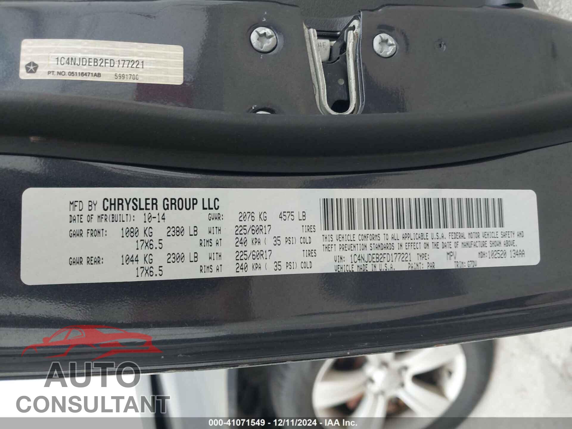 JEEP COMPASS 2015 - 1C4NJDEB2FD177221