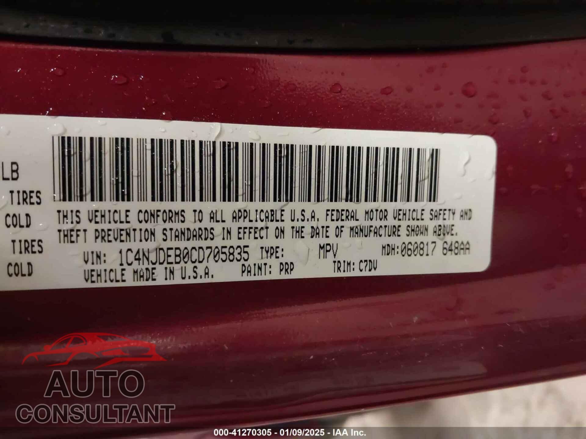 JEEP COMPASS 2012 - 1C4NJDEB0CD705835
