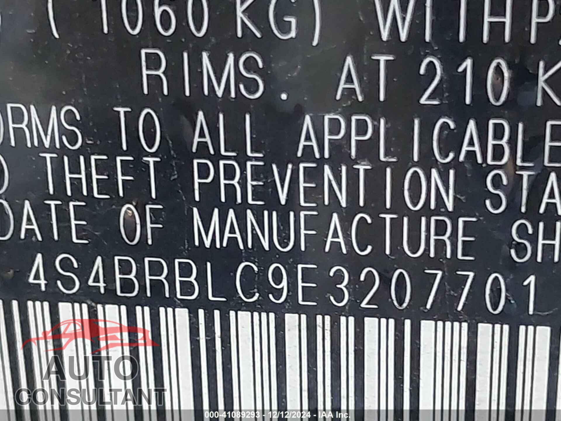 SUBARU OUTBACK 2014 - 4S4BRBLC9E3207701