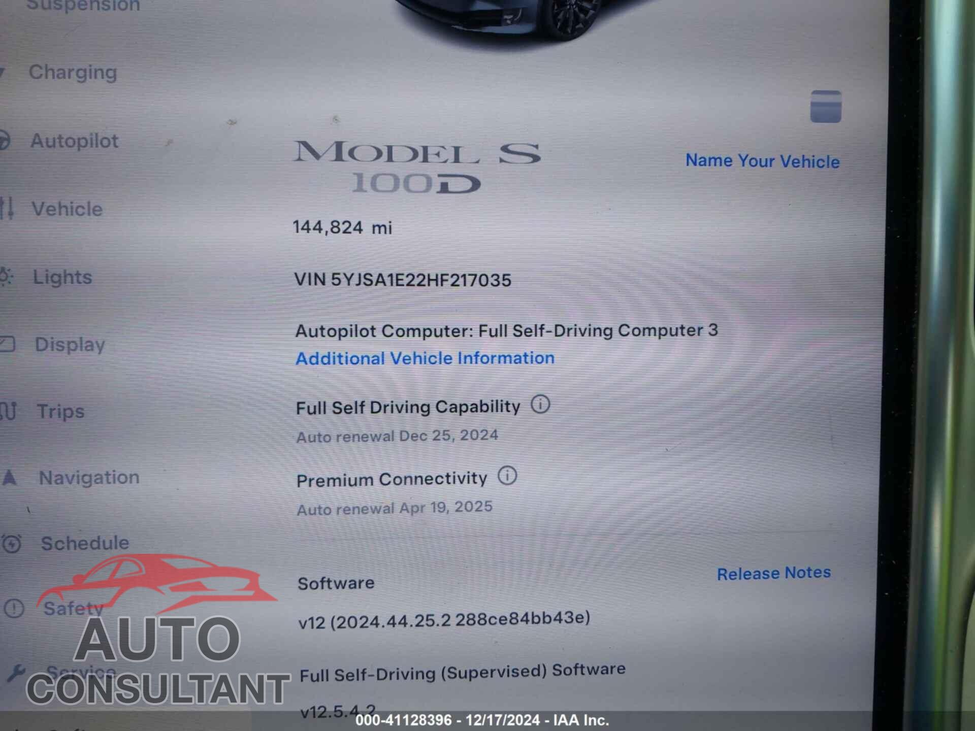 TESLA MODEL S 2017 - 5YJSA1E22HF217035