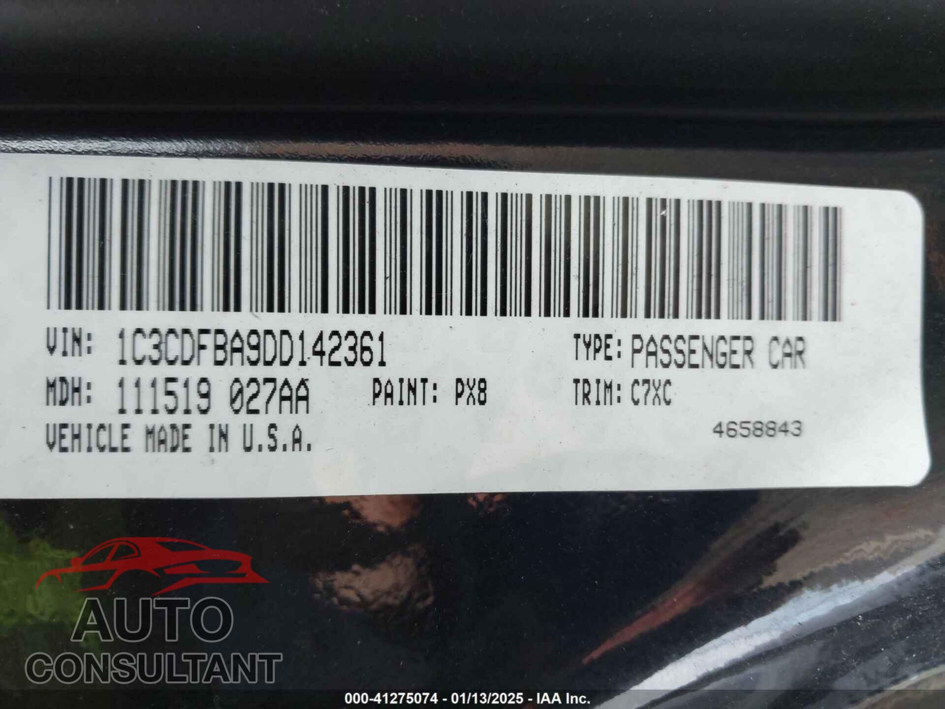 DODGE DART 2013 - 1C3CDFBA9DD142361