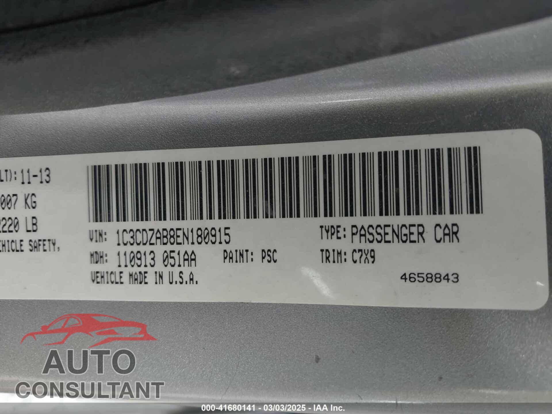 DODGE AVENGER 2014 - 1C3CDZAB8EN180915