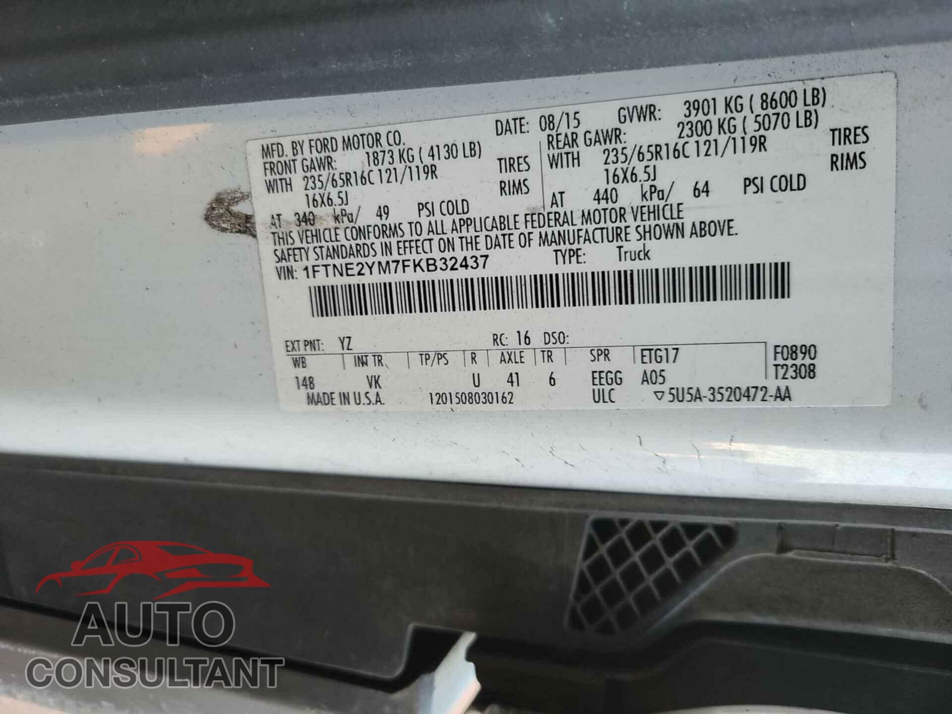 FORD TRANSIT-150 2015 - 1FTNE2YM7FKB32437