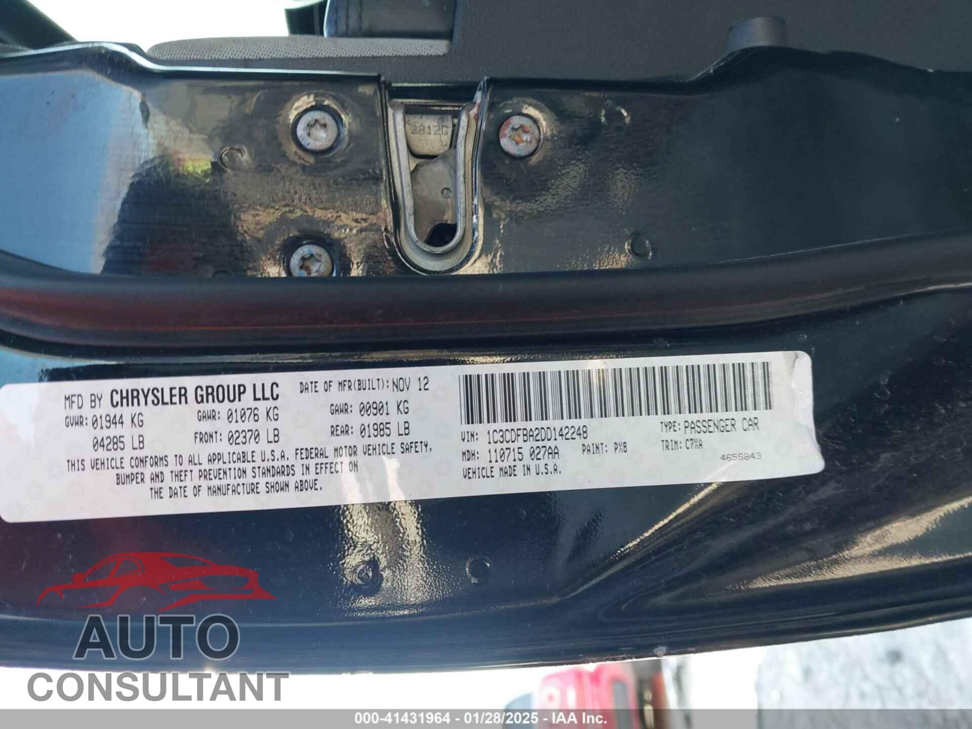 DODGE DART 2013 - 1C3CDFBA2DD142248