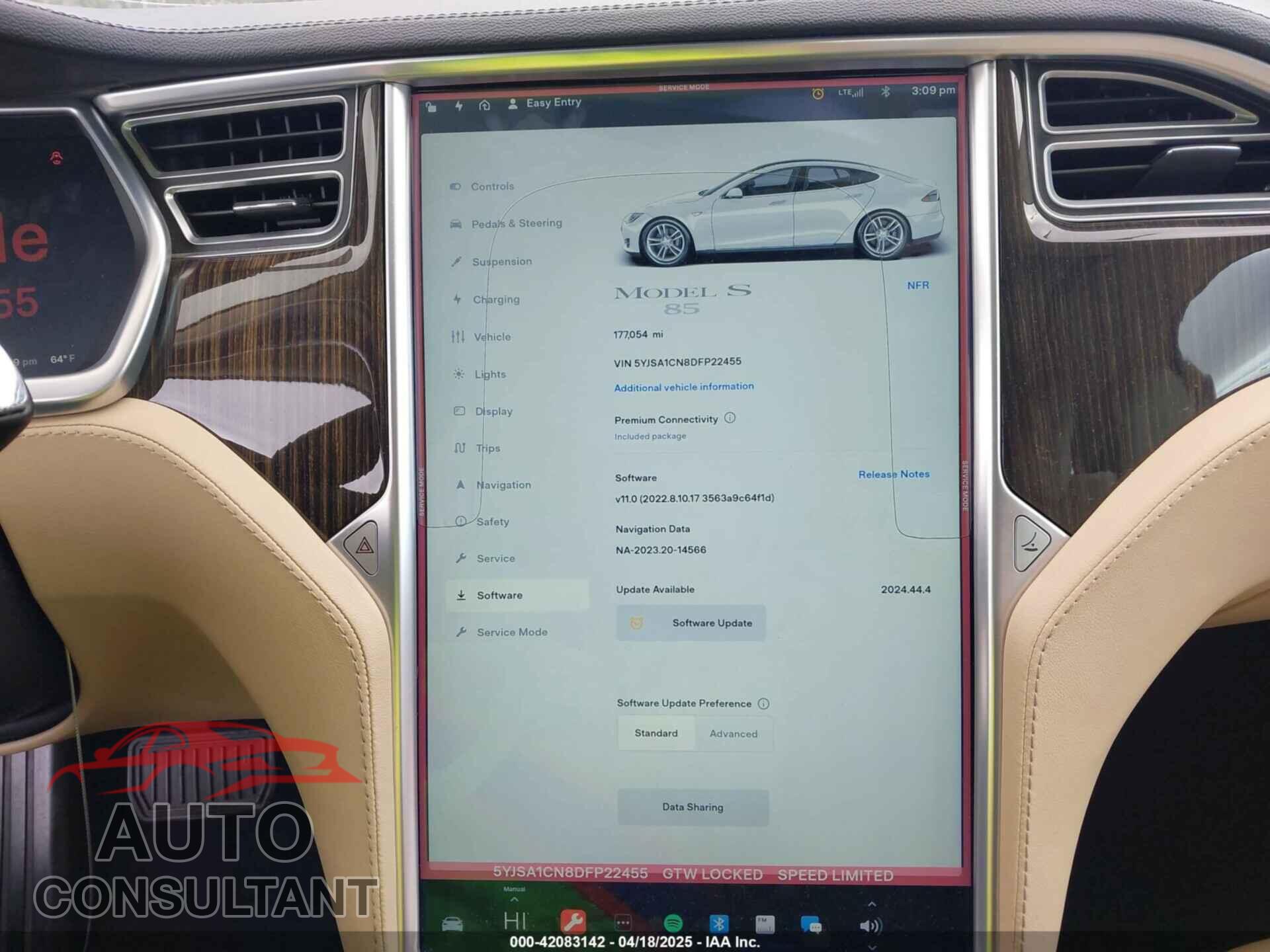 TESLA MODEL S 2013 - 5YJSA1CN8DFP22455