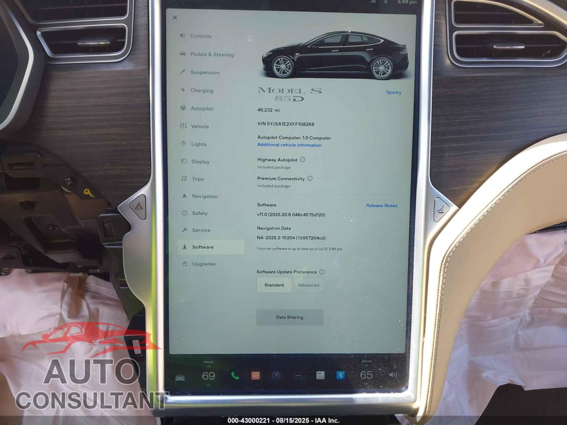TESLA MODEL S 2015 - 5YJSA1E2XFF108268