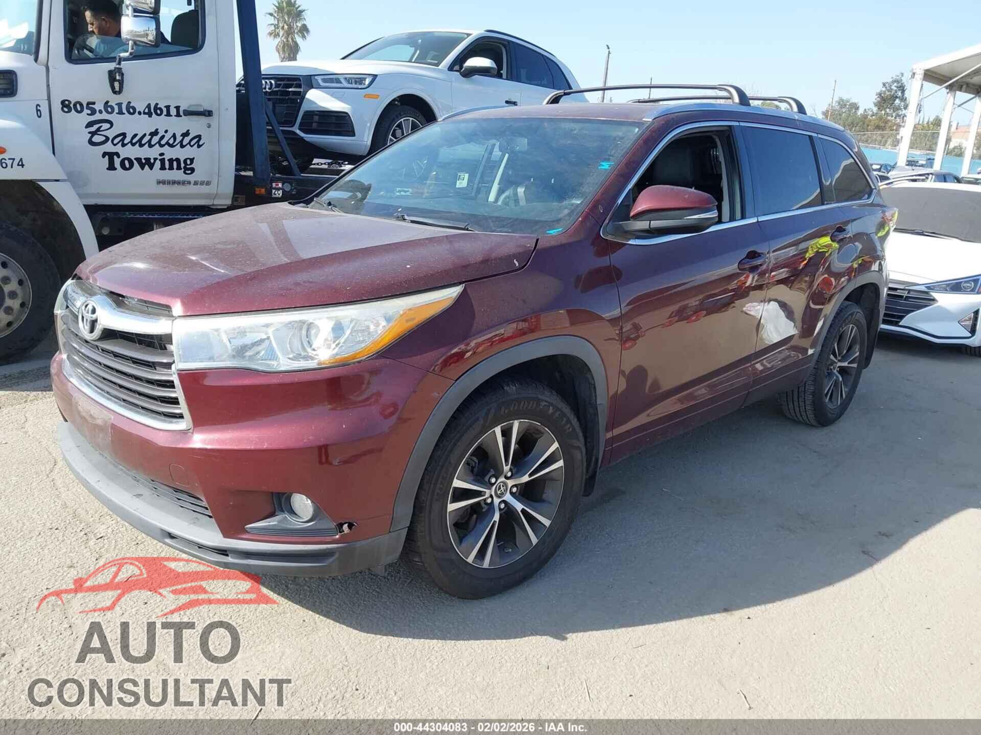 TOYOTA HIGHLANDER 2016 - 5TDJKRFH2GS308889