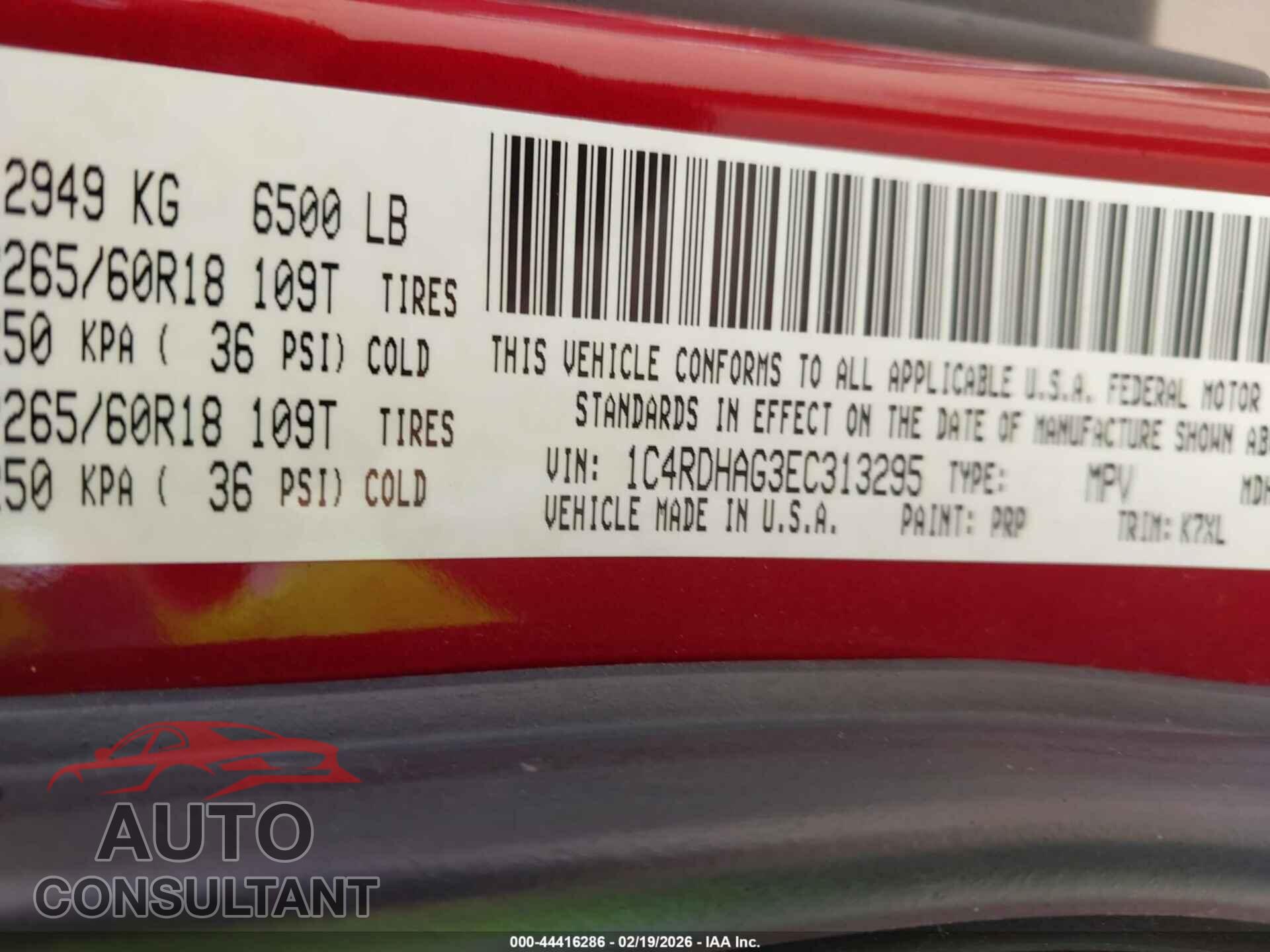 DODGE DURANGO 2014 - 1C4RDHAG3EC313295