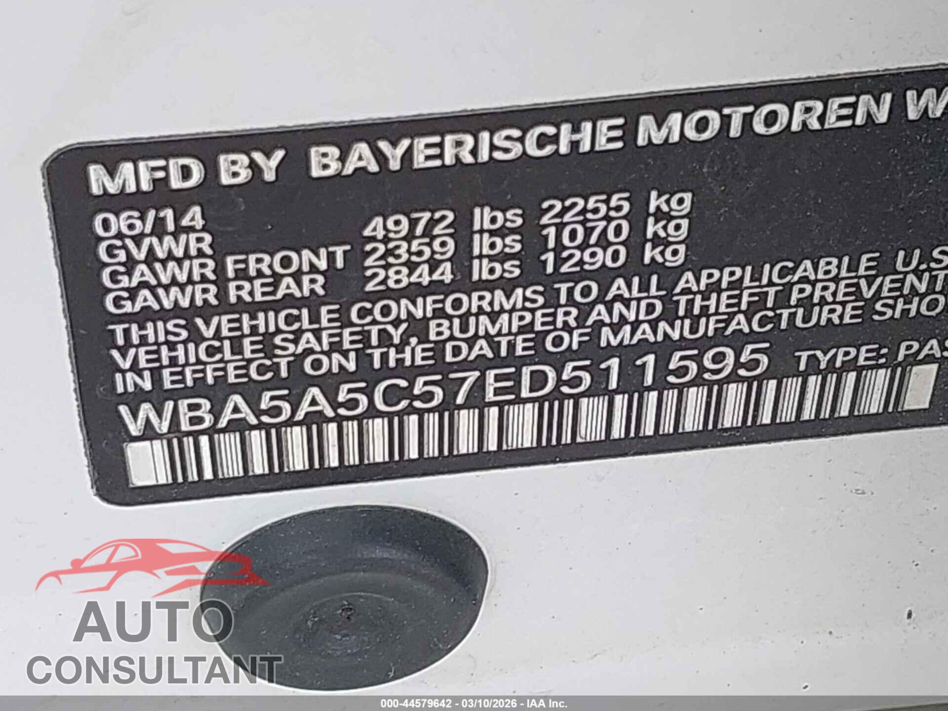 BMW 528I 2014 - WBA5A5C57ED511595
