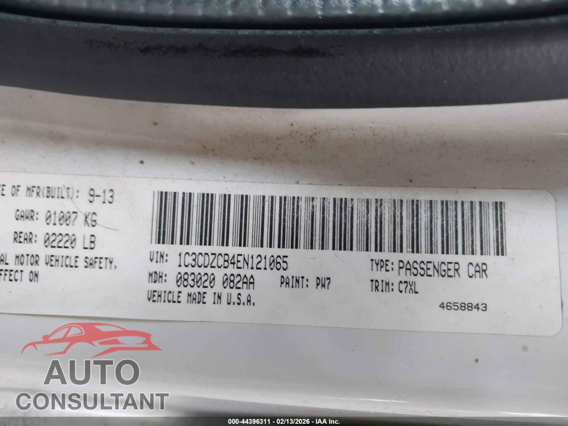 DODGE AVENGER 2014 - 1C3CDZCB4EN121065
