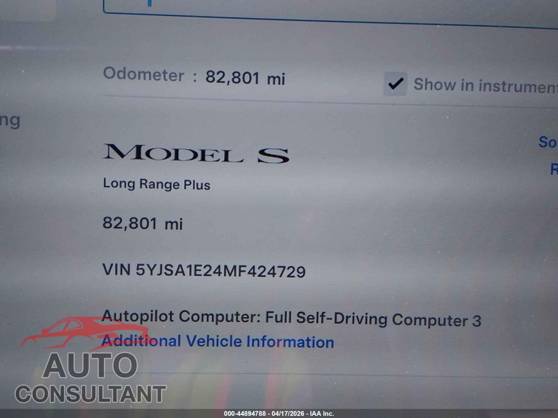 TESLA MODEL S 2021 - 5YJSA1E24MF424729
