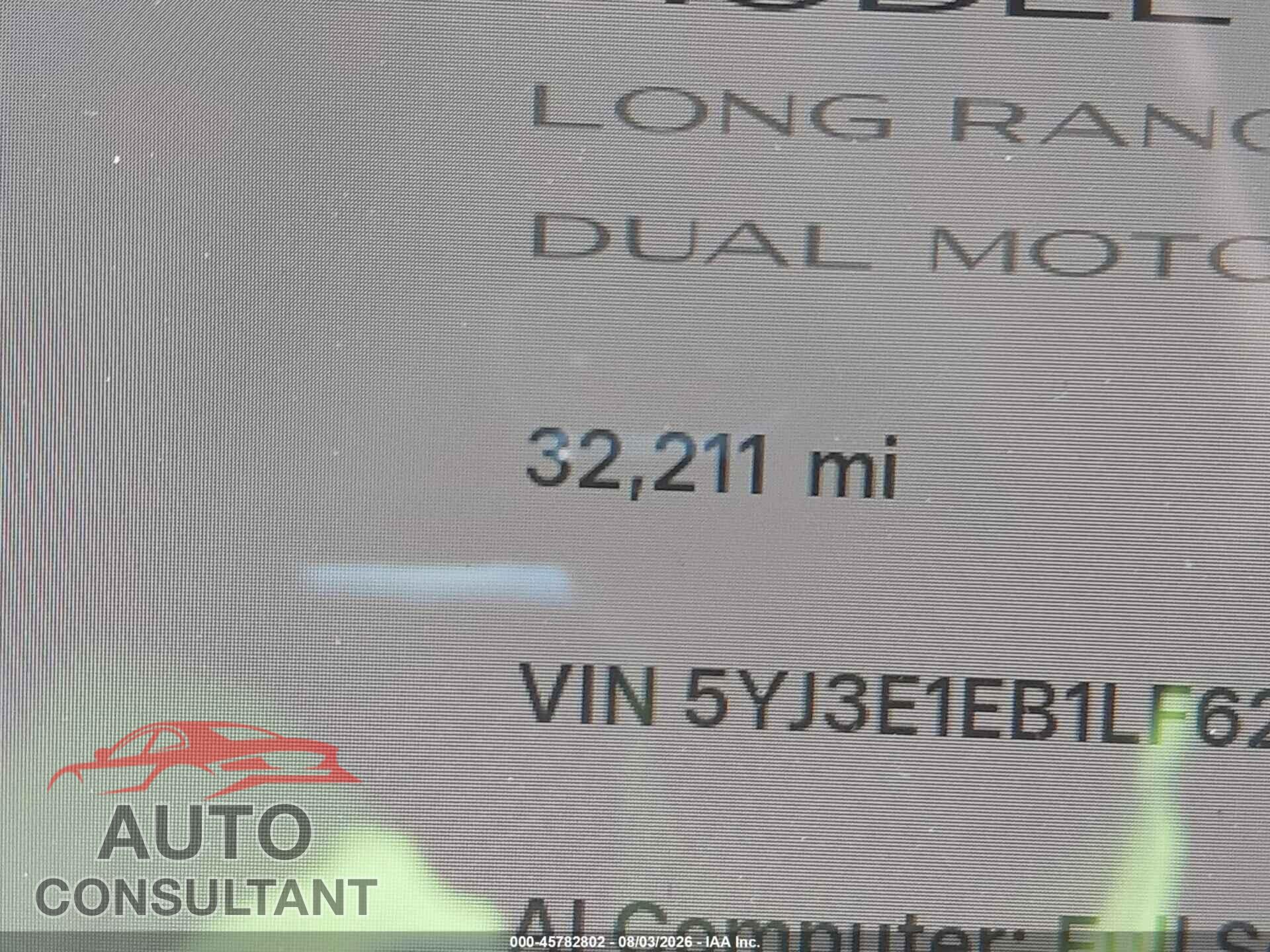TESLA MODEL 3 2020 - 5YJ3E1EB1LF627875