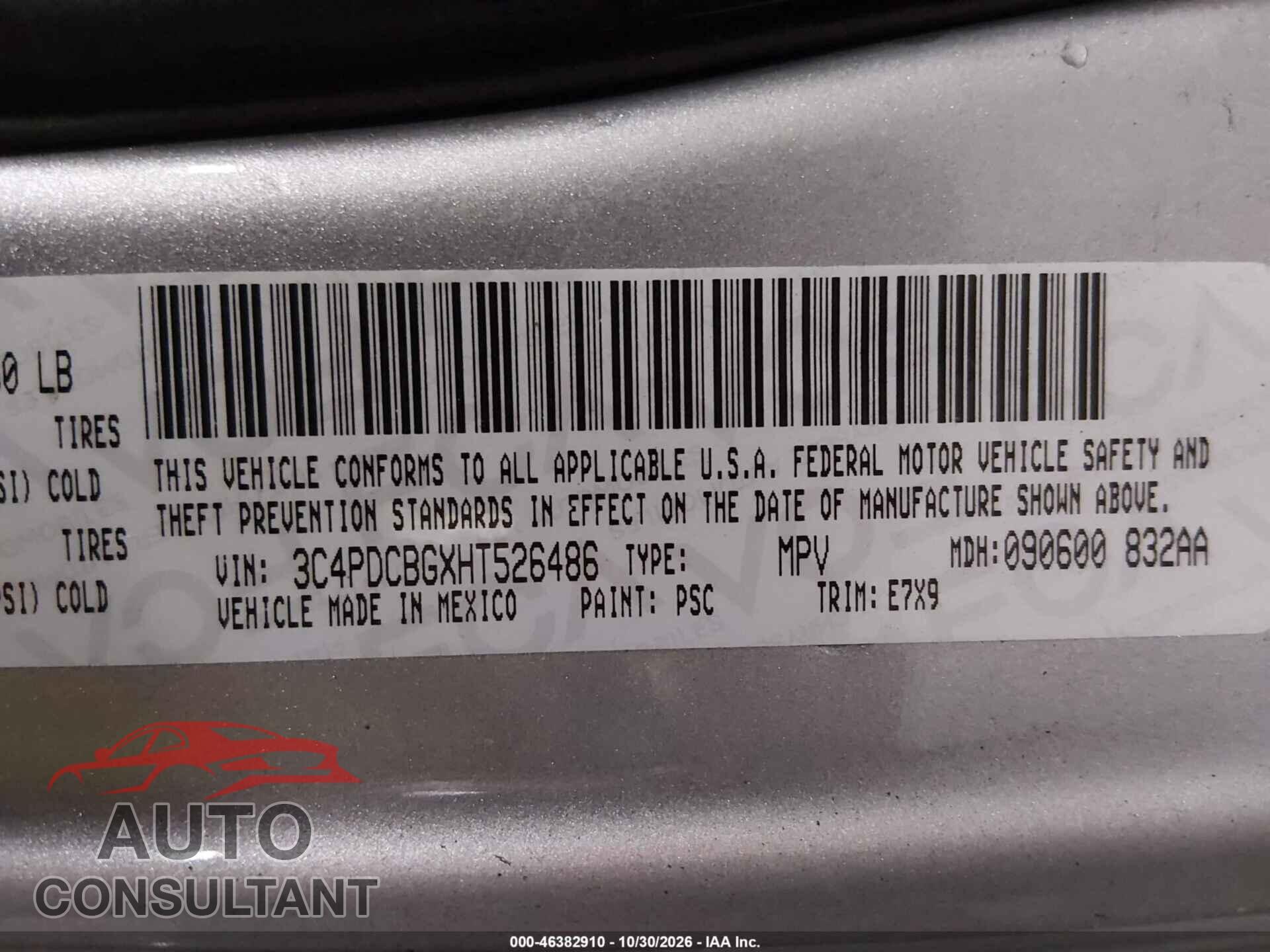 DODGE JOURNEY 2017 - 3C4PDCBGXHT526486