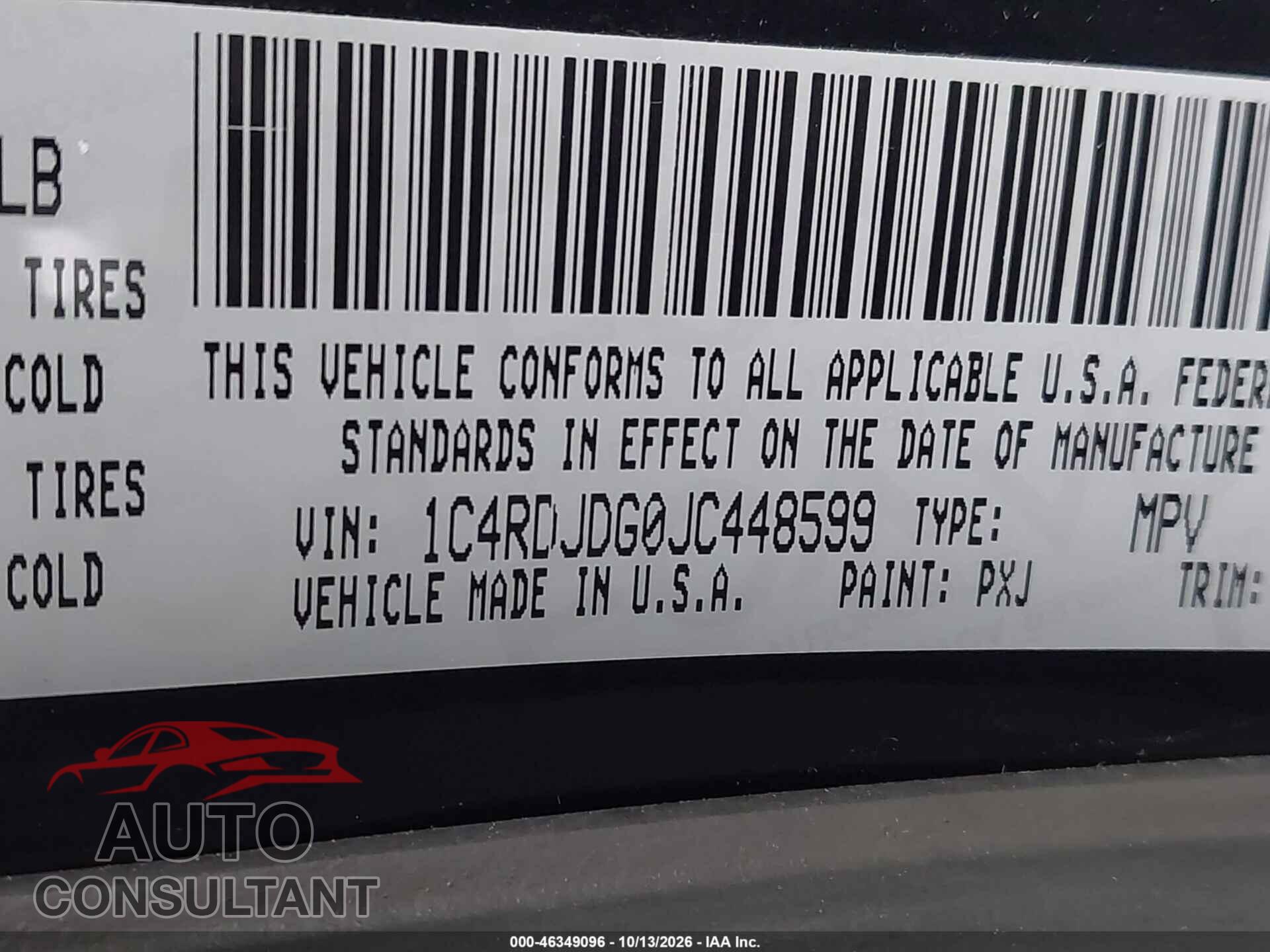 DODGE DURANGO 2018 - 1C4RDJDG0JC448599
