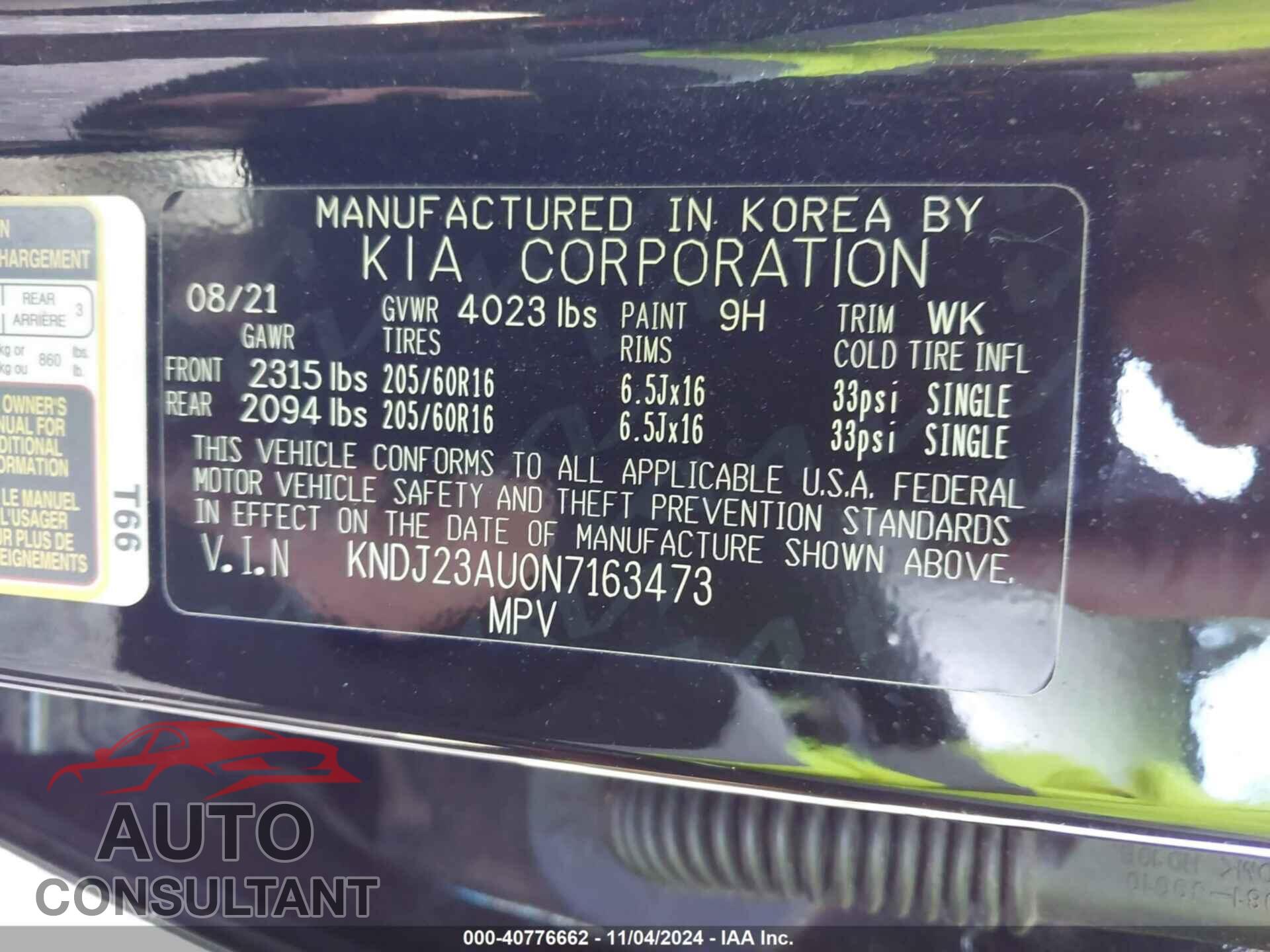 KIA SOUL 2022 - KNDJ23AU0N7163473